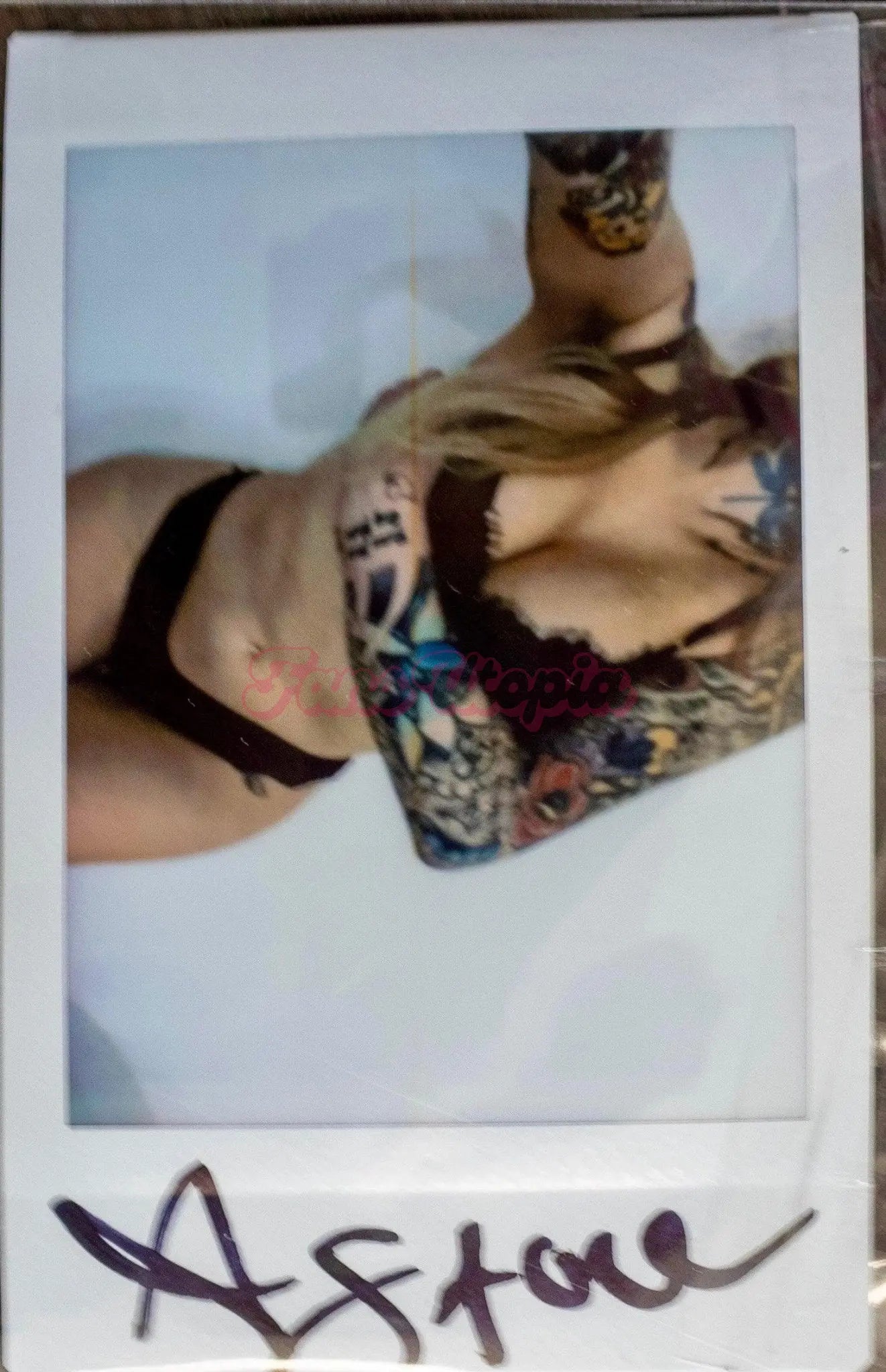 Ava Stone Black Lace Bra & Panties Set + Signed Polaroid Ava Stone