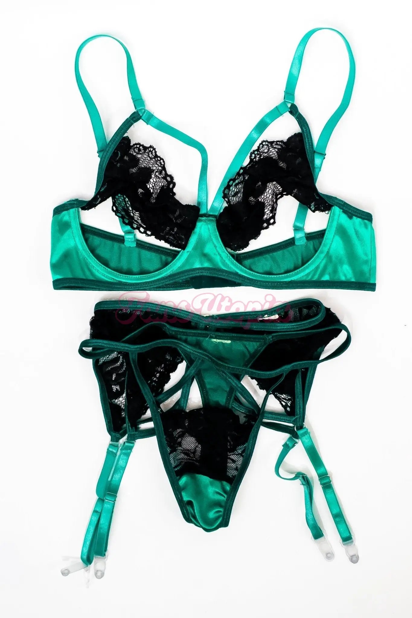 Elana Bunnz Green Black Lace Lingerie Set Elana Bunnz