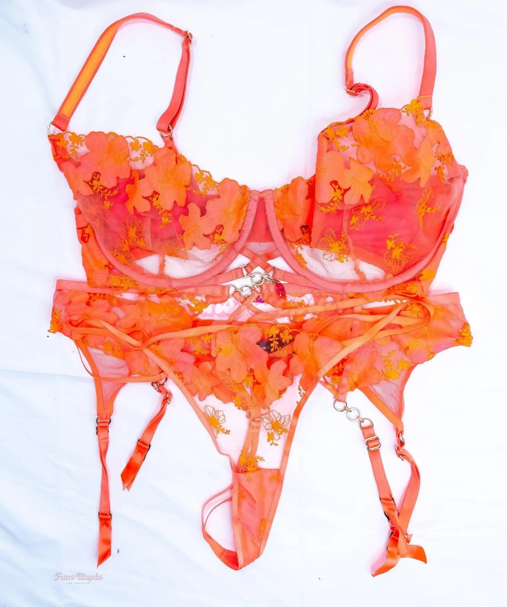 Abigaiil Morris HB Neon Orange Lingerie Set Abigaiil Morris