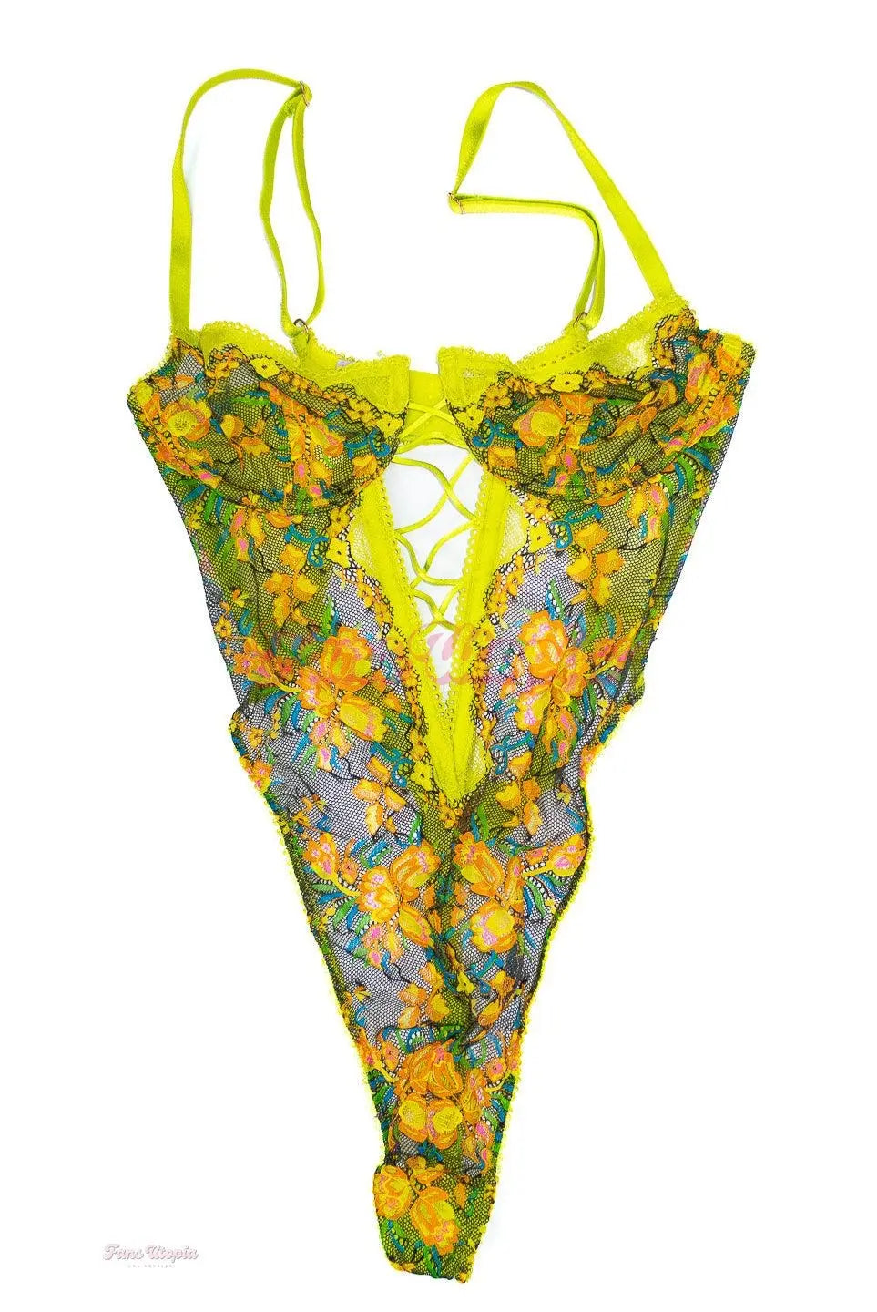 Aiden Ashley Green Yellow Floral Bodysuit Aiden Ashley