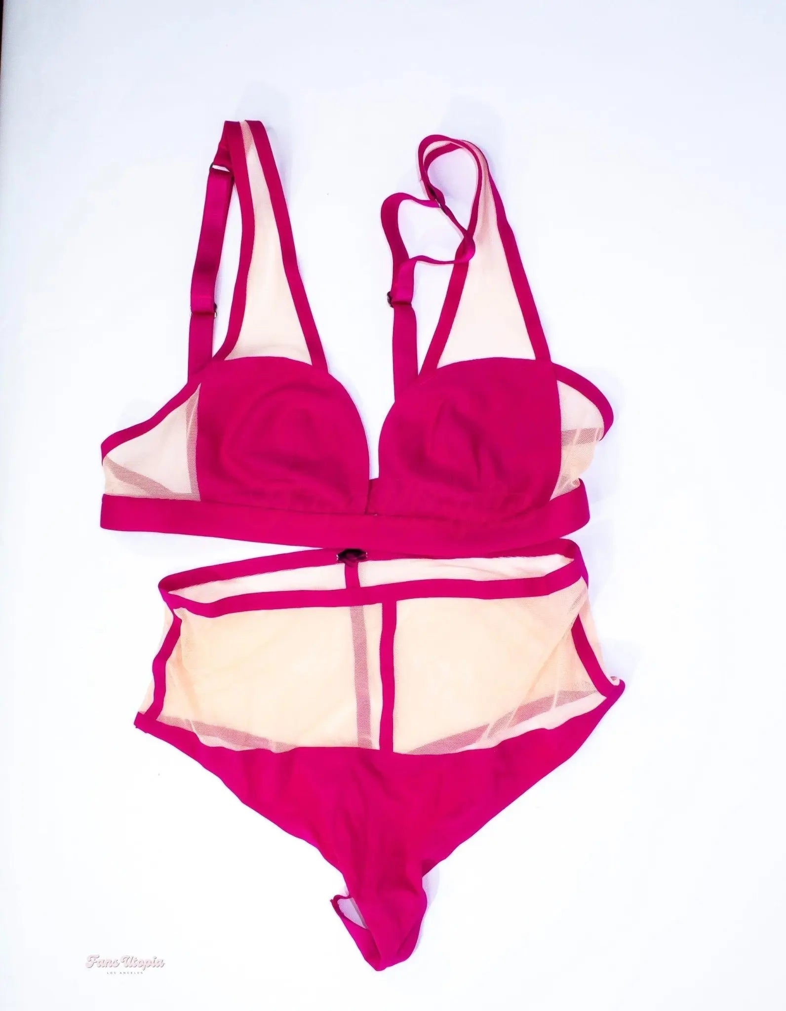 Aiden Ashley Magenta & Nude Bra & Panties Set Aiden Ashley