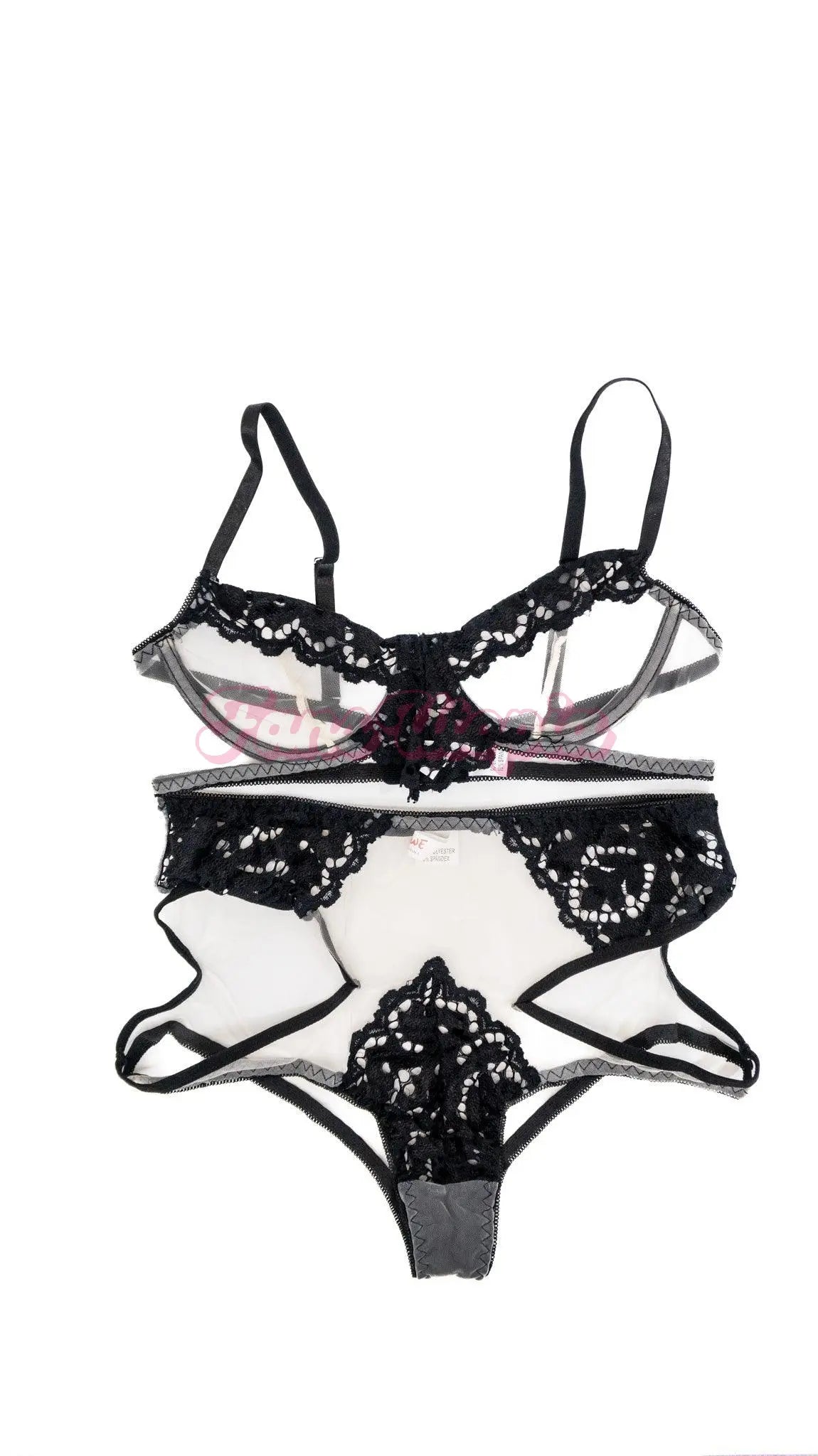 Alexa Payne Black Mesh Bra & Panty Set OUTLET