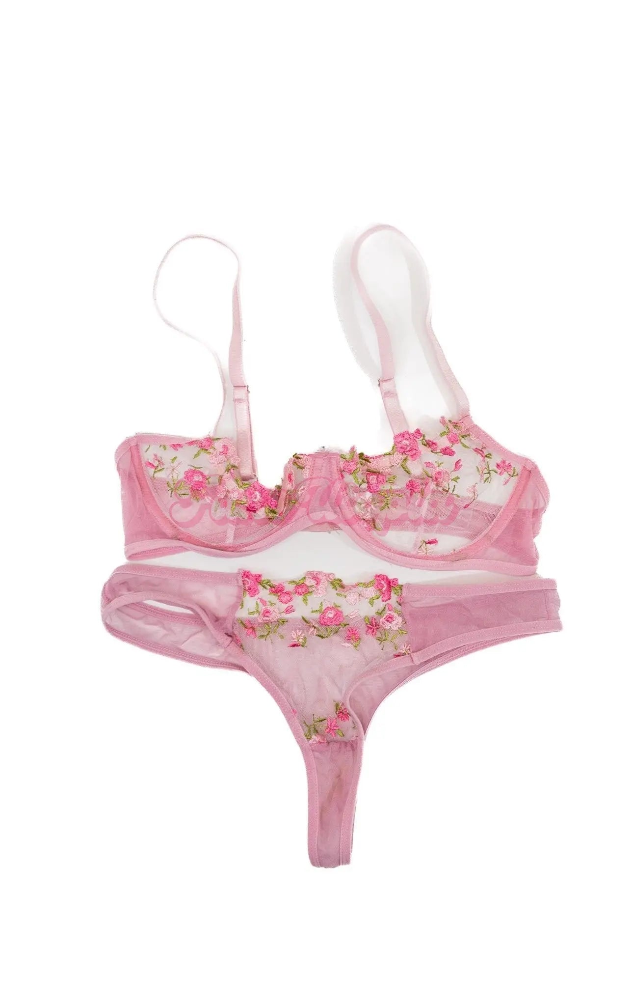 Alexa Payne Pink Floral Mesh Bra & Panty Set OUTLET