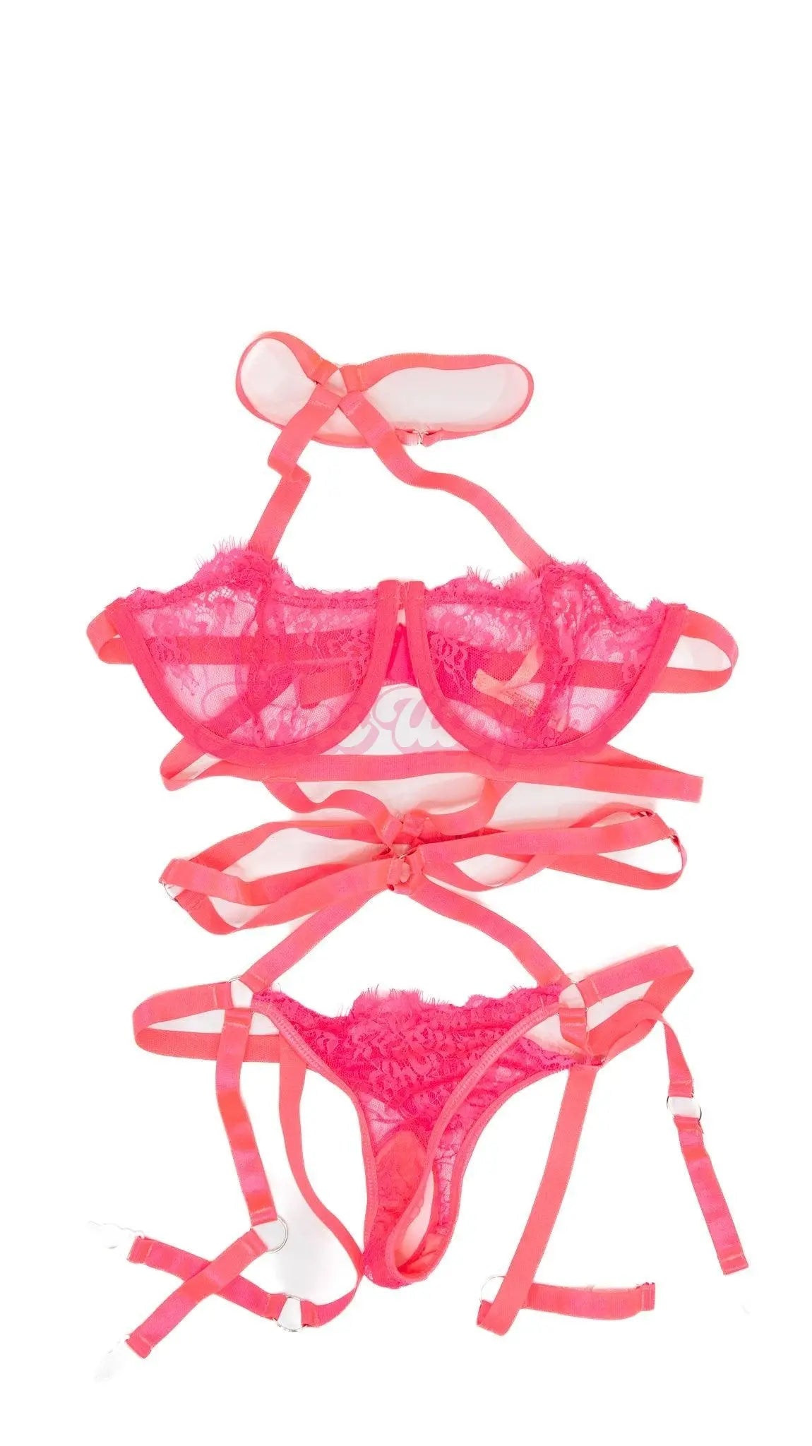 Alexa Payne Strappy Net Pink Bodysuit Alexa Payne
