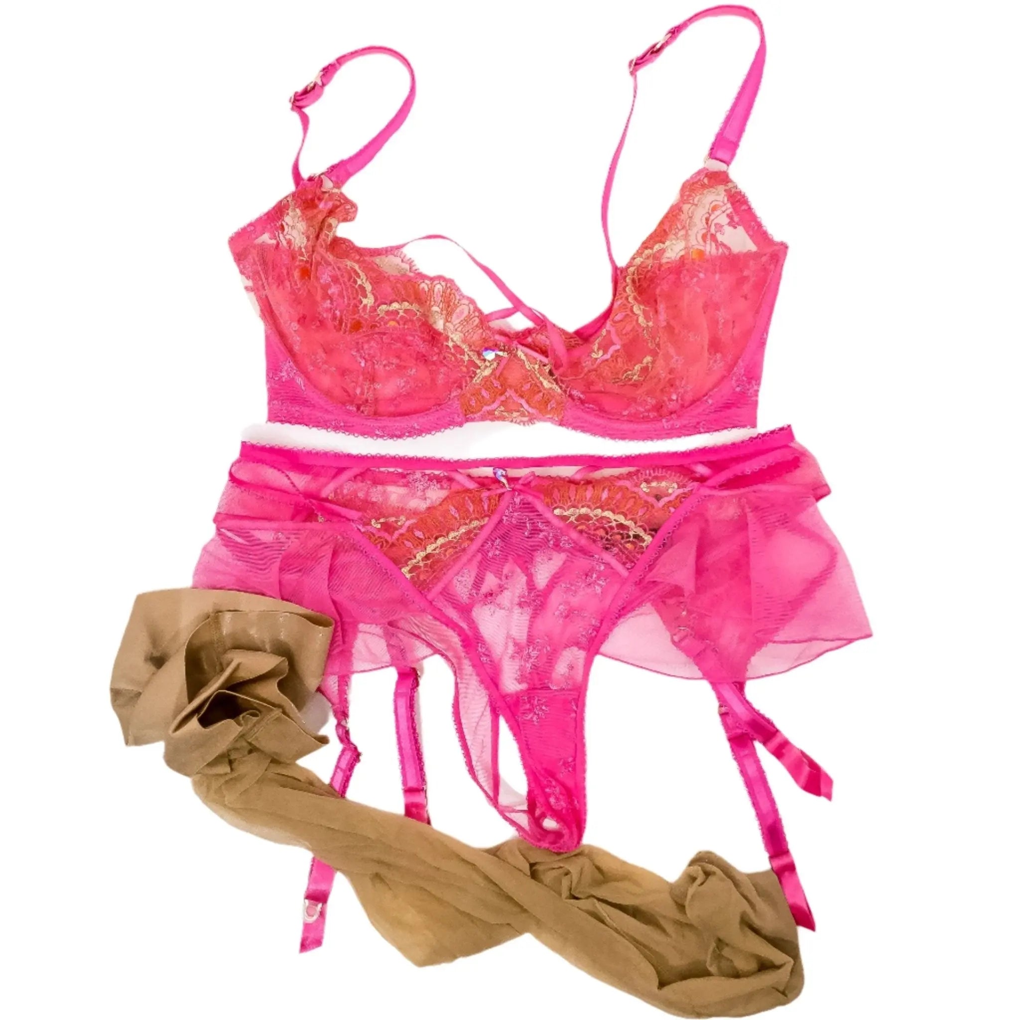 Angie Faith Pink Lace HB Complete Lingerie Set Angie Faith