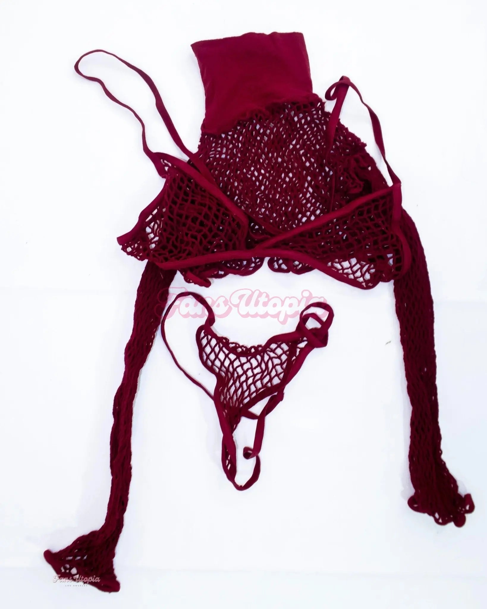 Ashley Lane Maroon Fishnet Set + Personal Note Ashley Lane