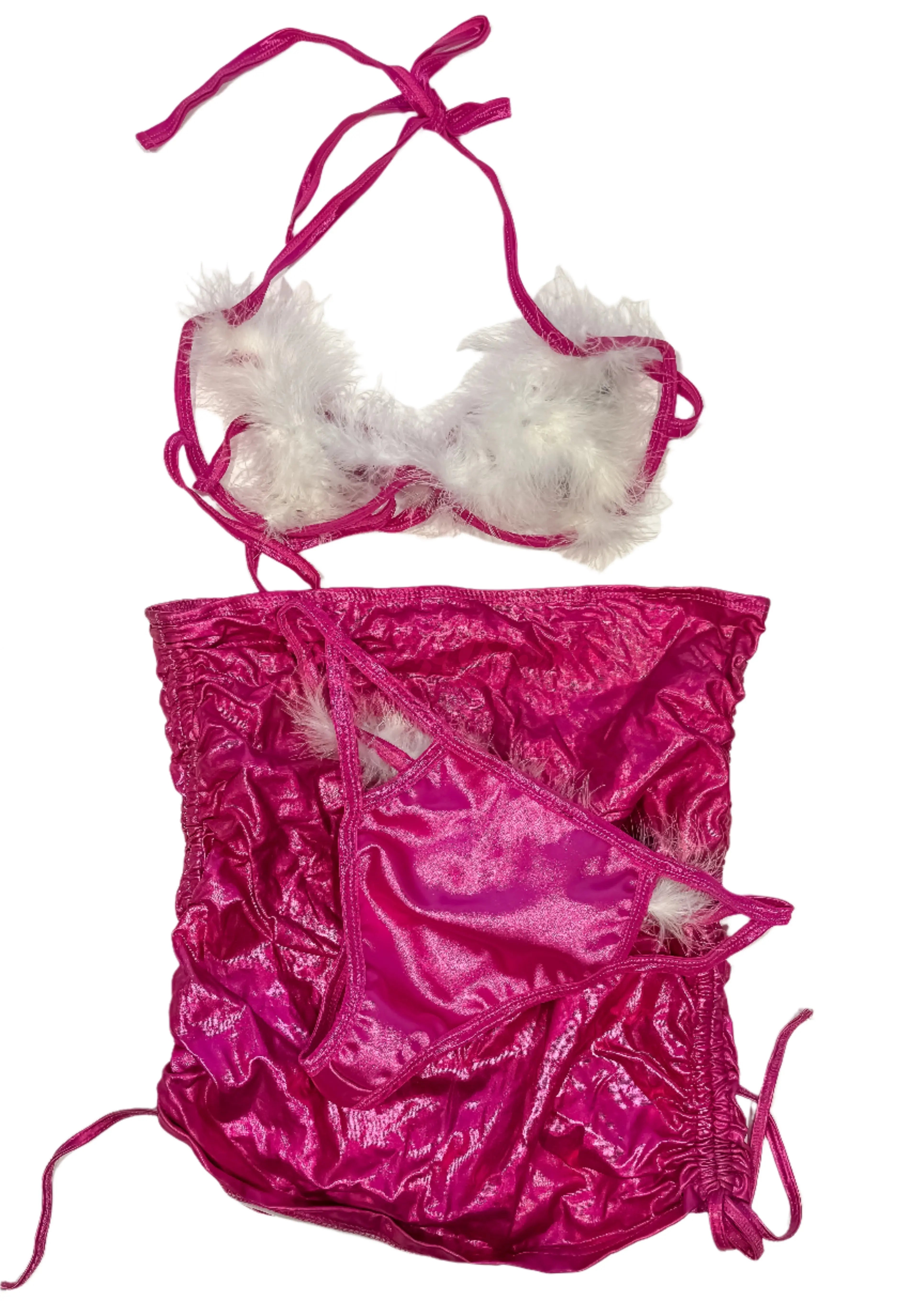 Aubrey Kate Magenta Furry White Set Aubrey Kate