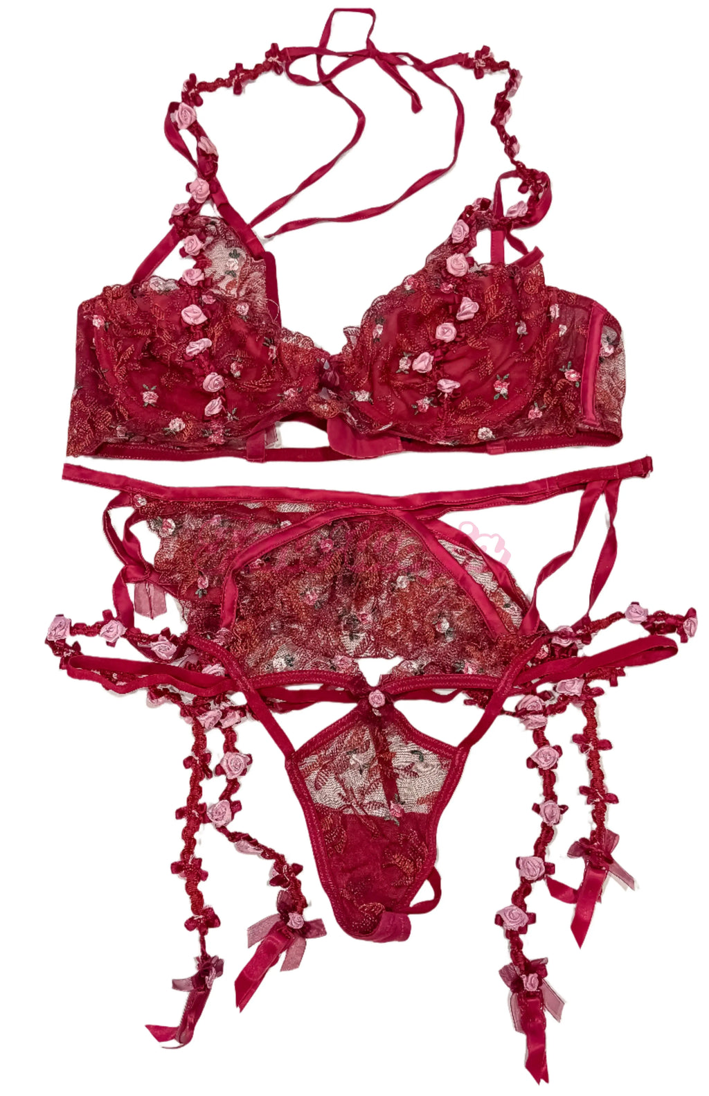 Aubrey Kate Magenta Roses Lingerie Set Aubrey Kate