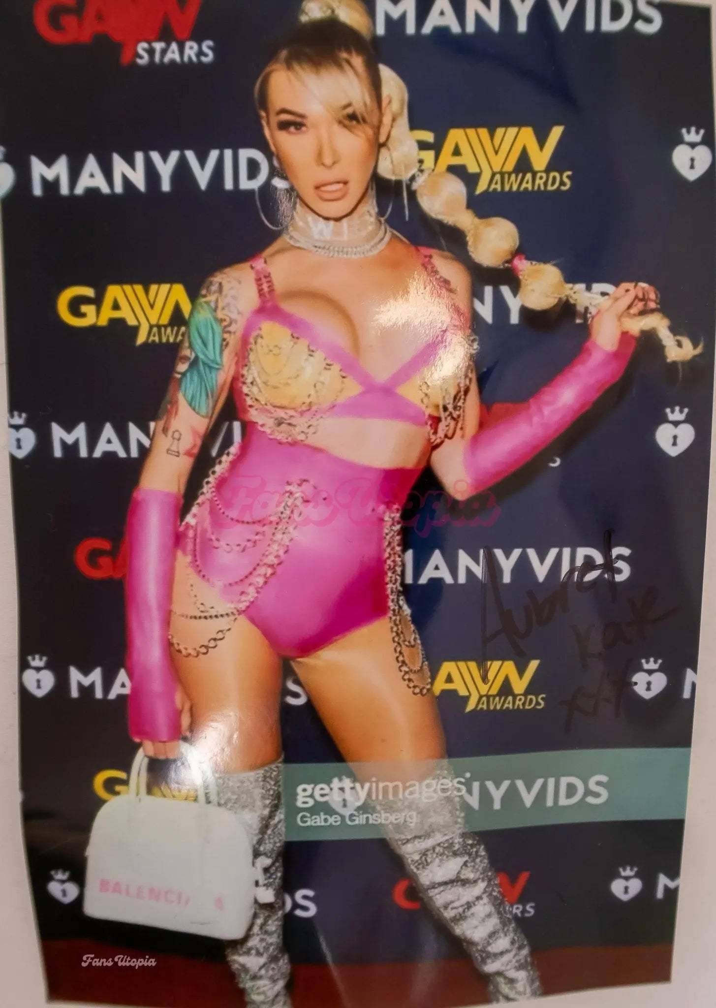 Aubrey Kate Pink Latex Set + Autographed Photo Aubrey Kate