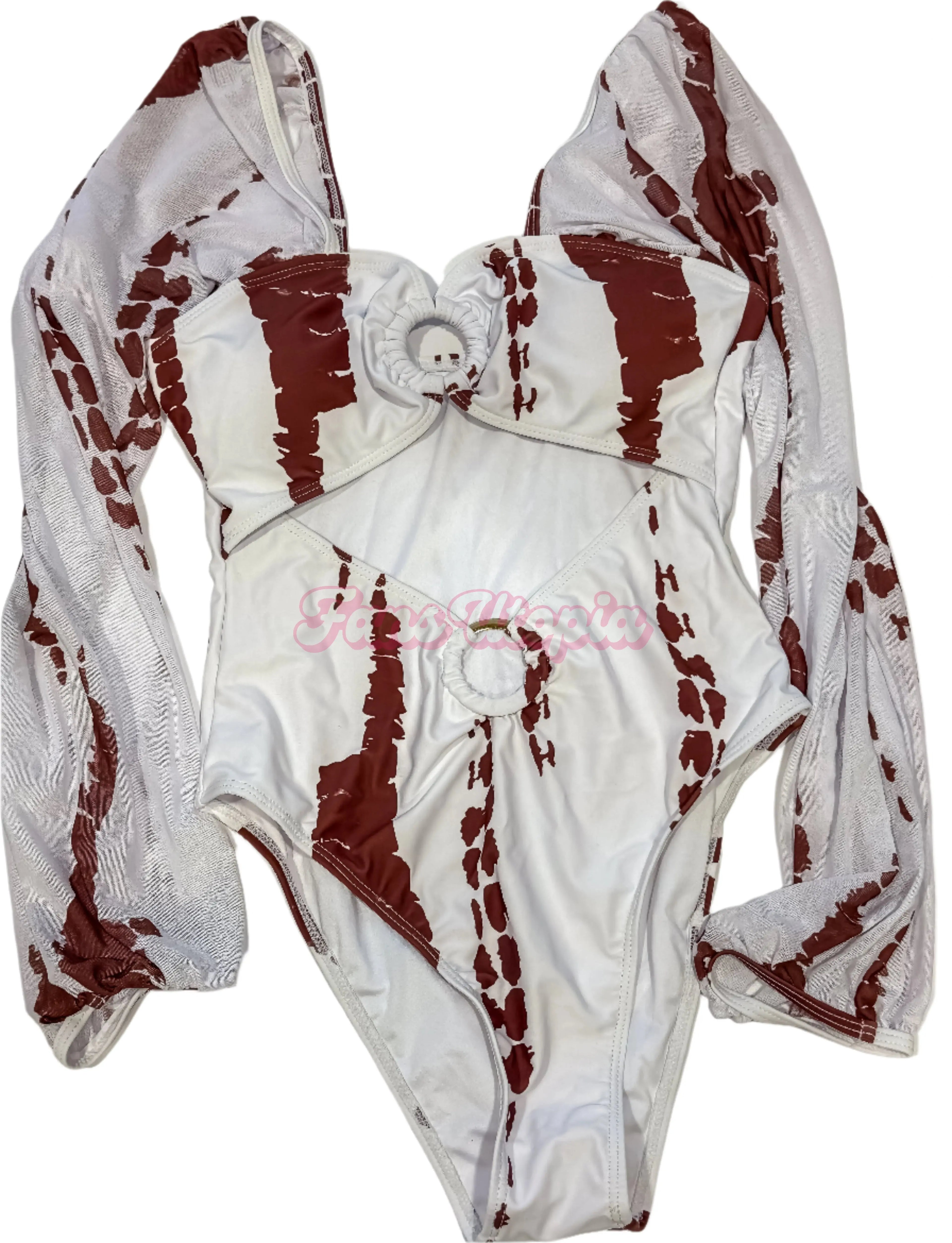Aubrey Kate White Brown Stripped Monokini Aubrey Kate