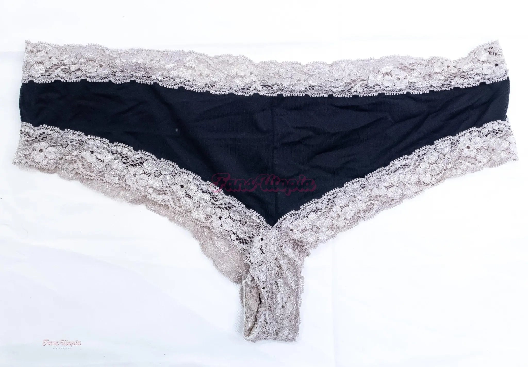 Ava Stone Black Cream Lace Cheeky Panties + Signed Polaroid Ava Stone