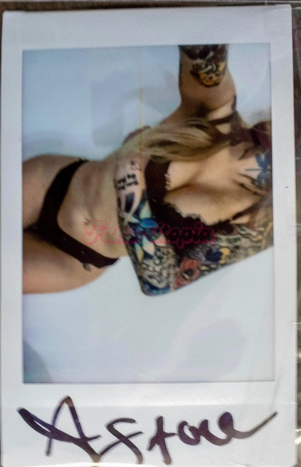 Ava Stone Black Lace Bra & Panties Set + Signed Polaroid Ava Stone
