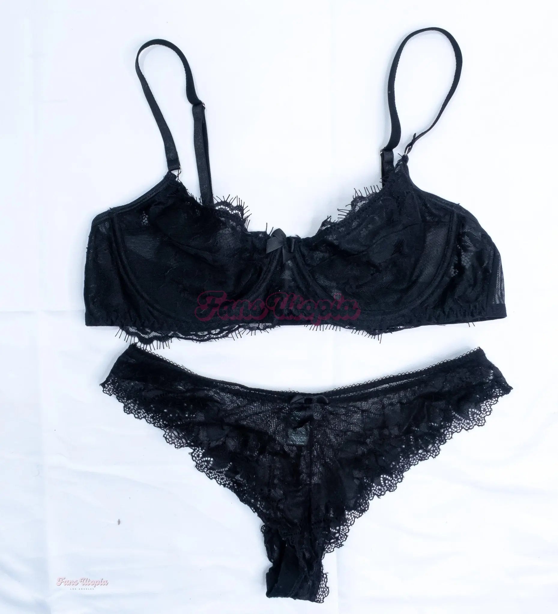 Ava Stone Black Lace Bra & Panties Set + Signed Polaroid Ava Stone