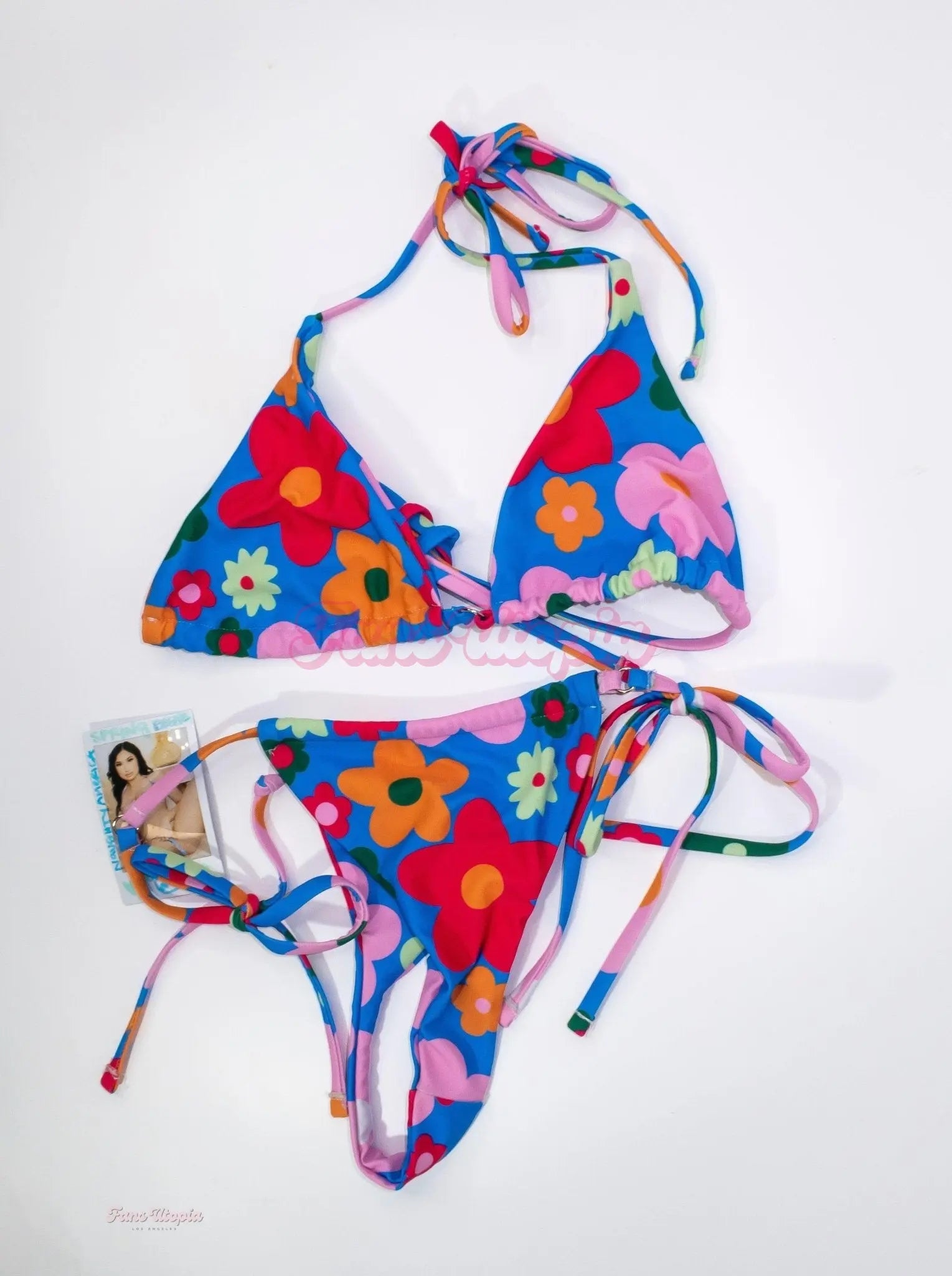 Avery Black Blue Floral String Bikini Avery Black
