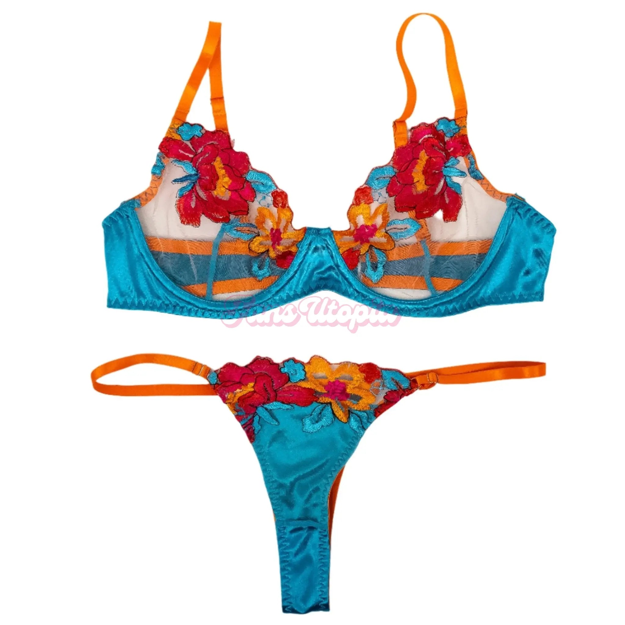 Avery Jane Blue Floral Bra & Panties Set Avery Jane