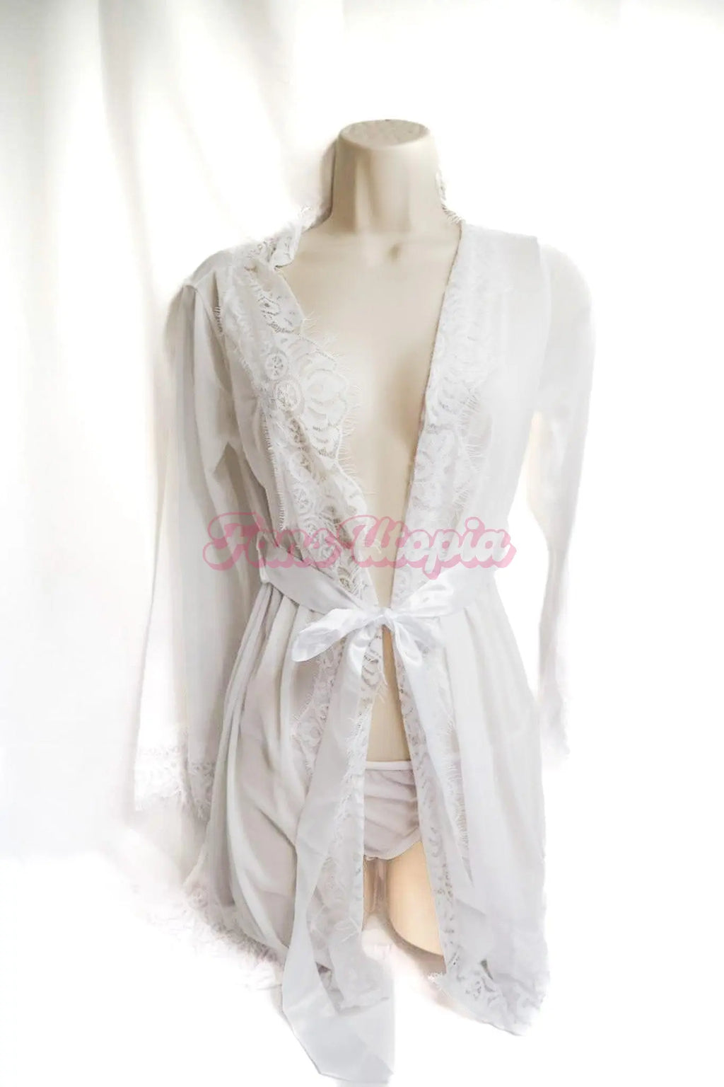 BBC - Penelope Woods Black Dress + White Lace Robe Set Porn+
