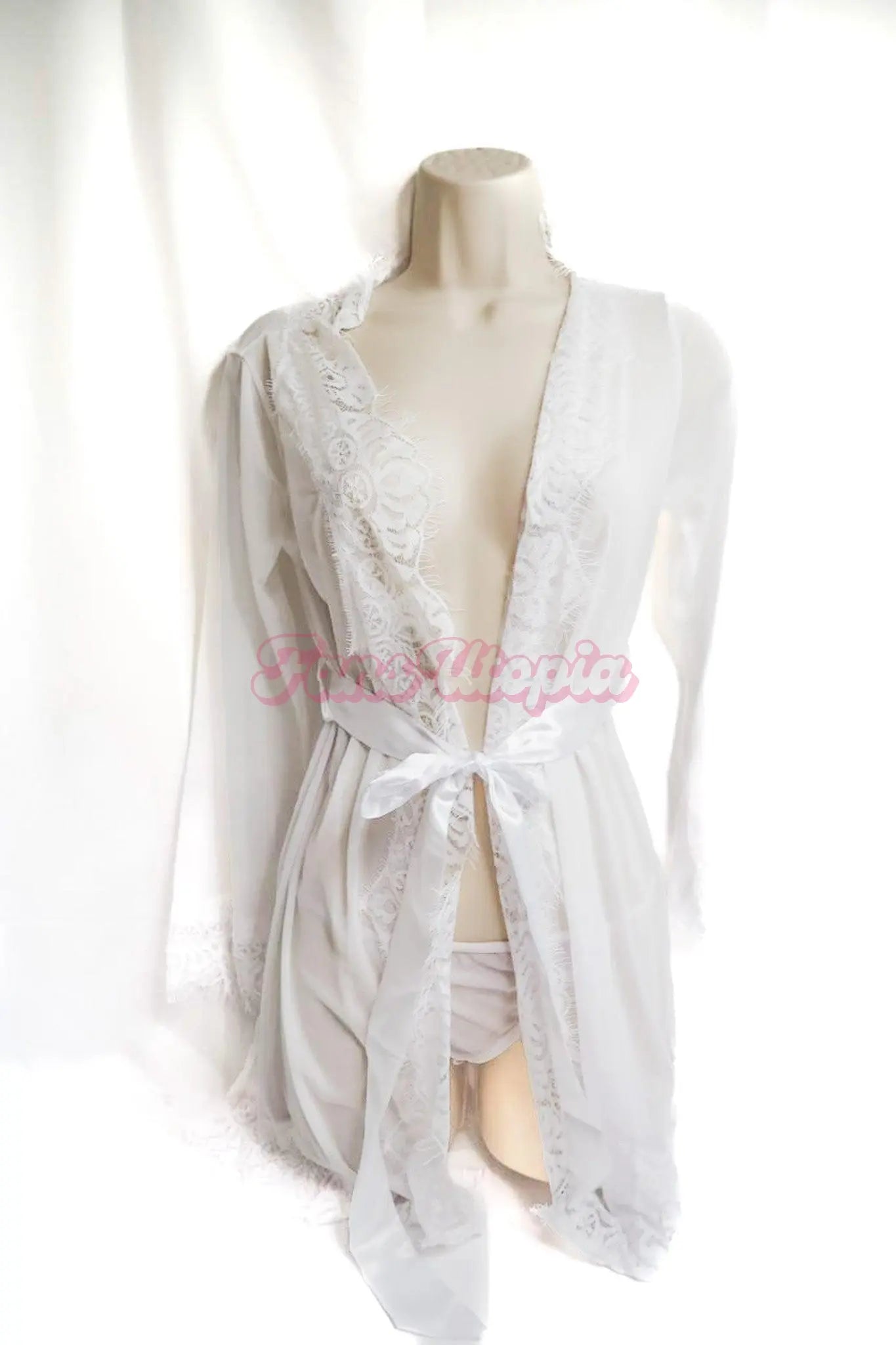BBC - Penelope Woods Black Dress + White Lace Robe Set Porn+