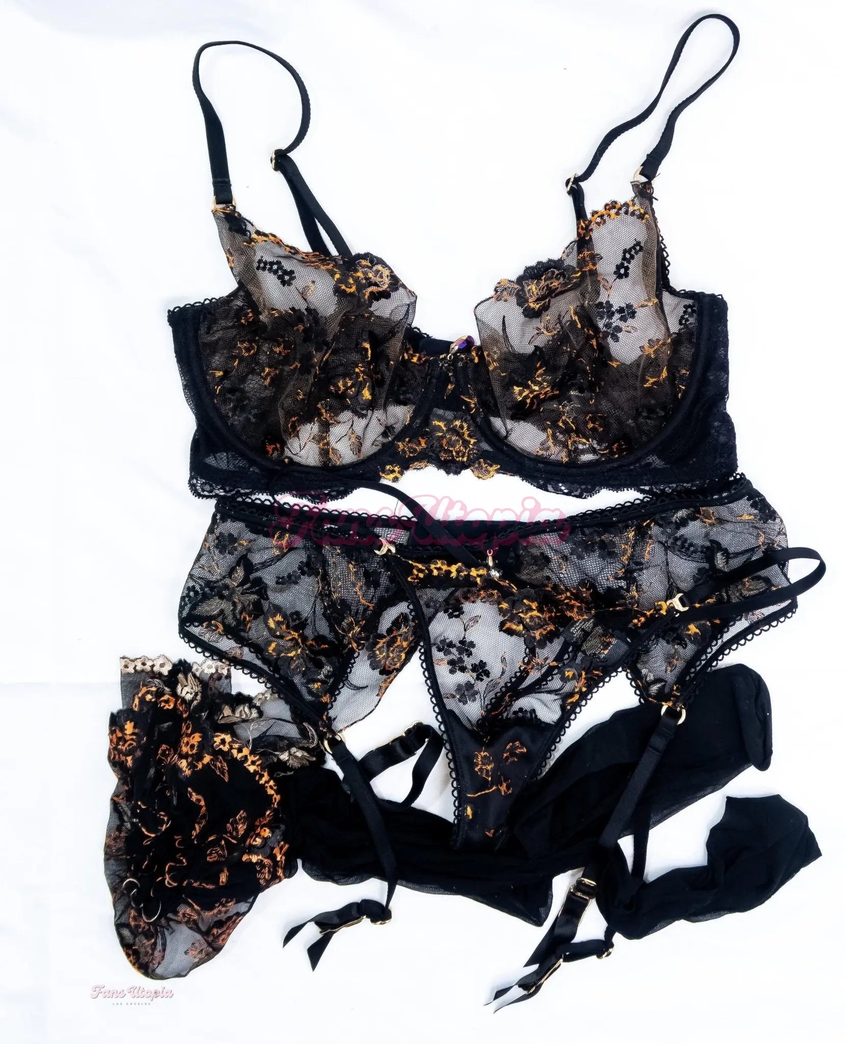 Bella Blu HB Orange & Black Juicy Complete Lingerie Set Bella Blu