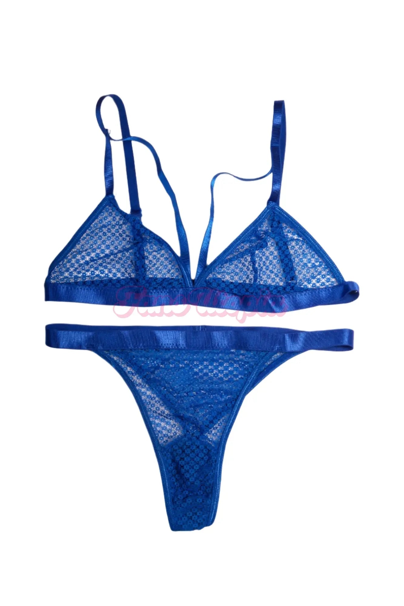 Brenna McKenna Blue Mesh Bra & Panties Set + Thigh Highs Brenna McKenna