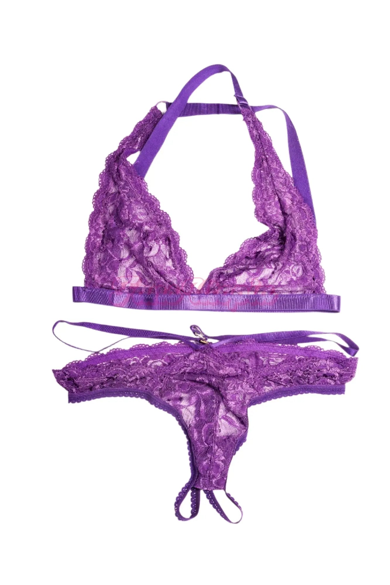 Brenna McKenna Purple Lace Crotchless Bra & Panties Set Brenna McKenna