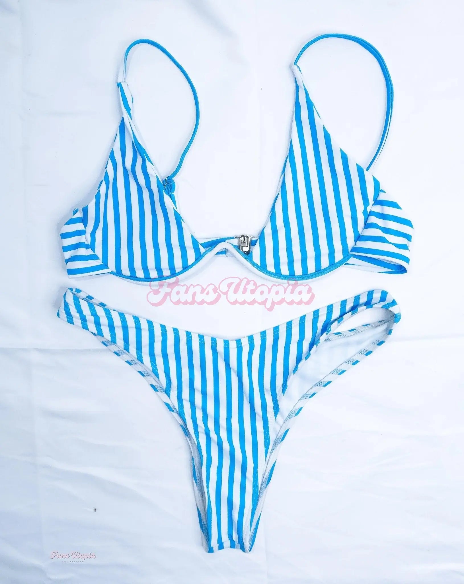 Brett Rossi Blue Stripped Bikini + Signed Polaroid Brett Rossi