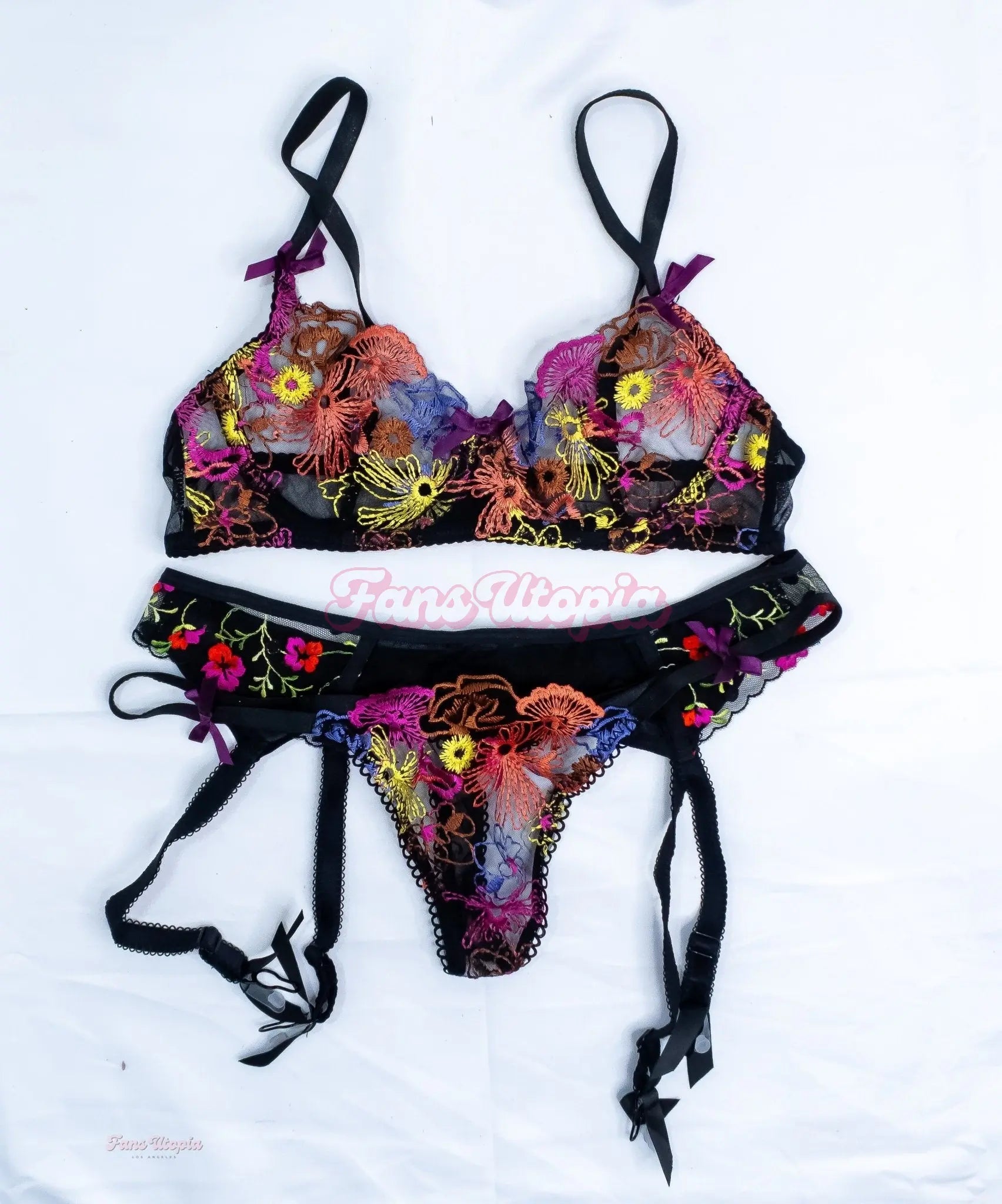 Brooklyn Gray Black Floral Lingerie Set OUTLET