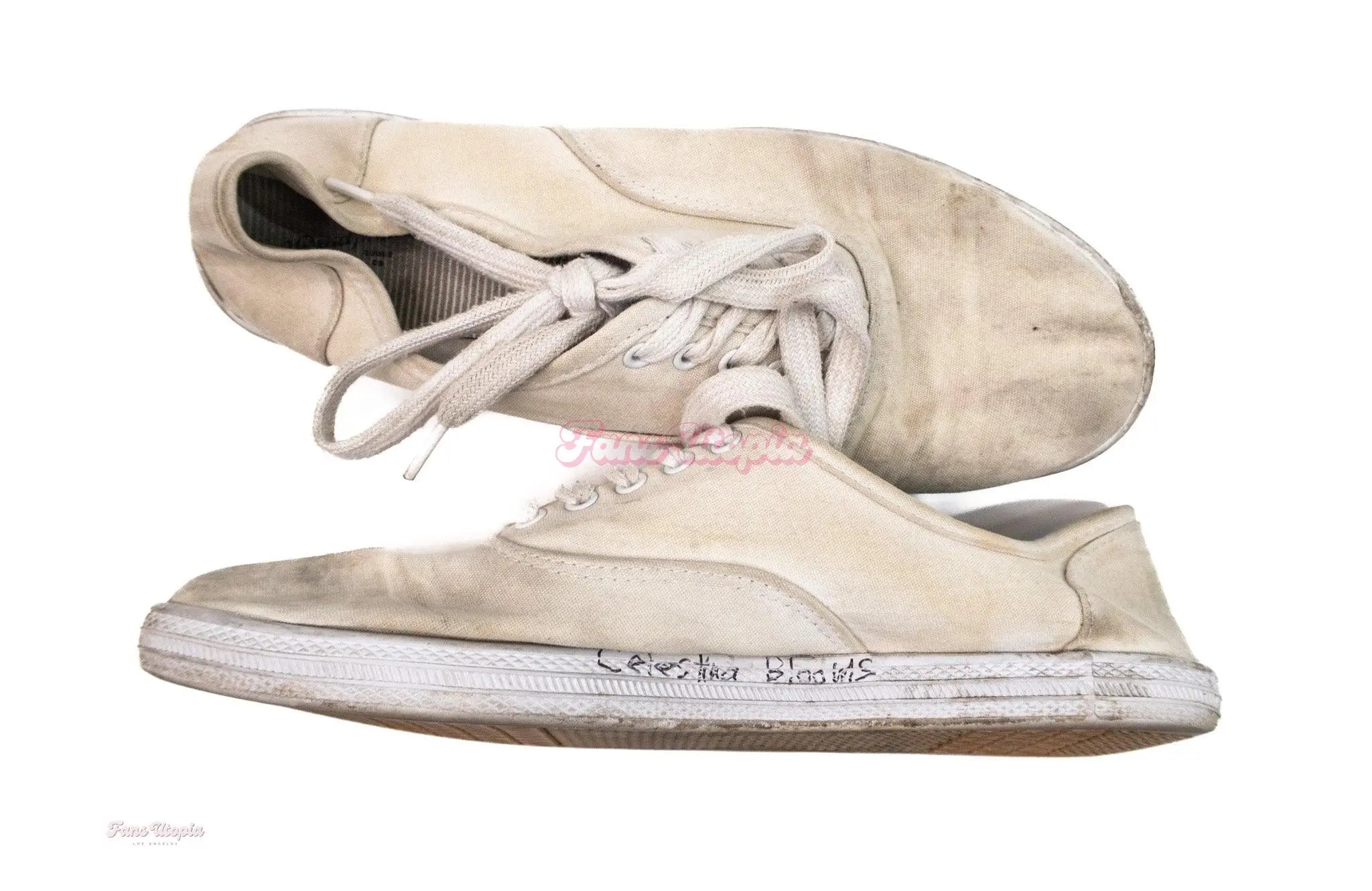 Celestina Blooms Autographed White Canvas Shoes Celestina Blooms