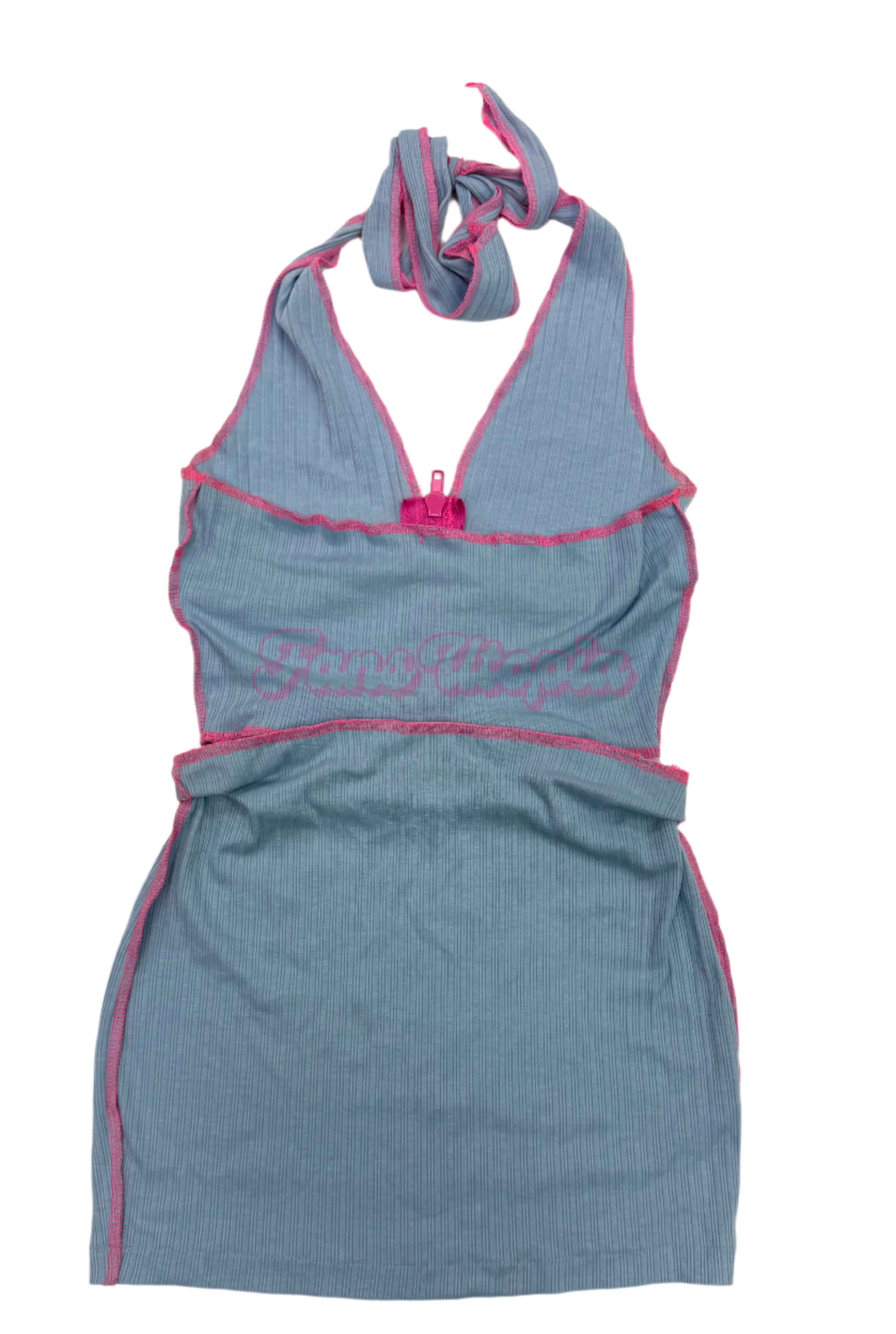 Chanel Camryn Blue Pink Zipper Top & Skirt Chanel Camryn