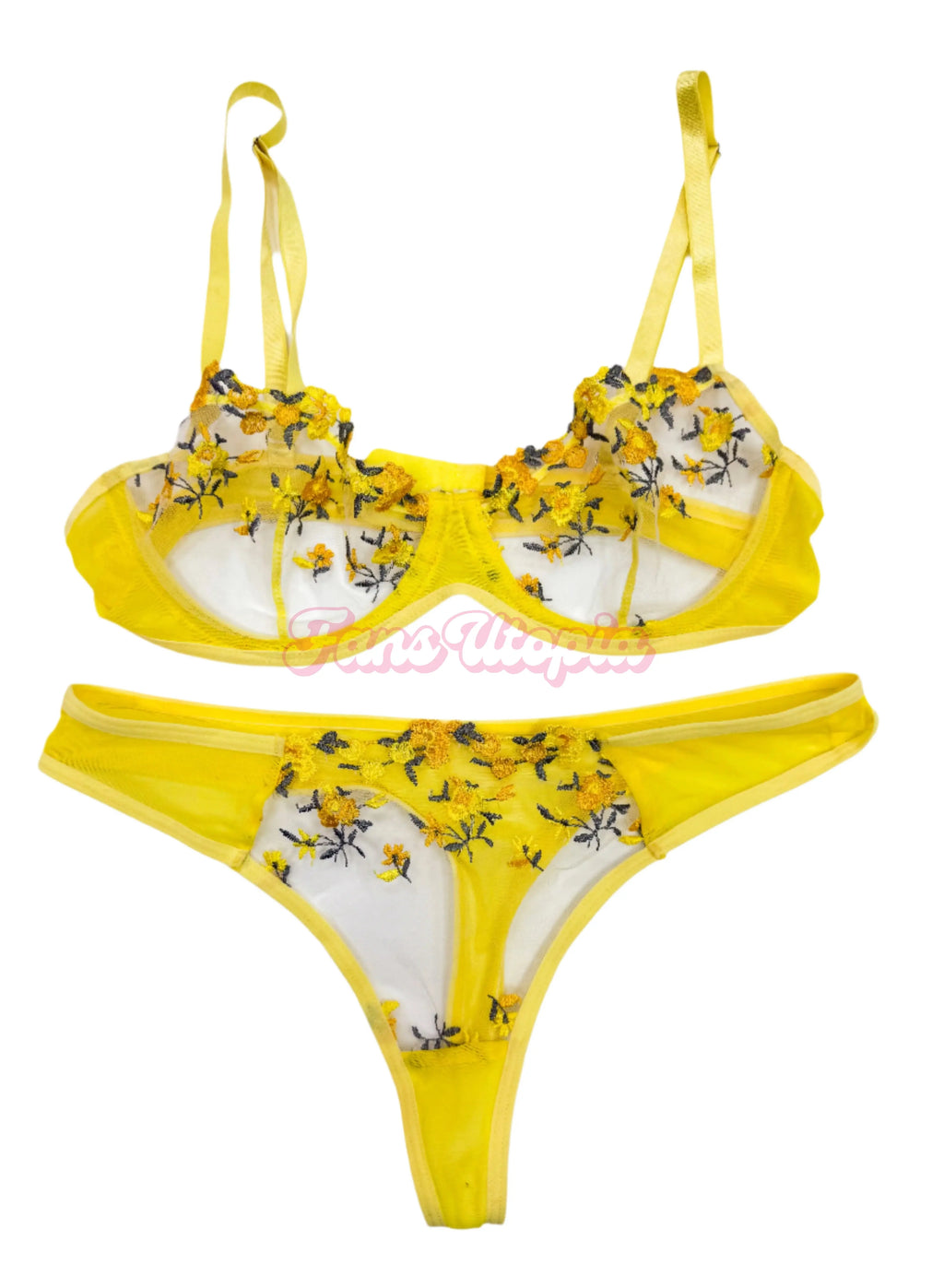 Chanel Camryn Yellow Floral Bra & Panties Set Chanel Camryn