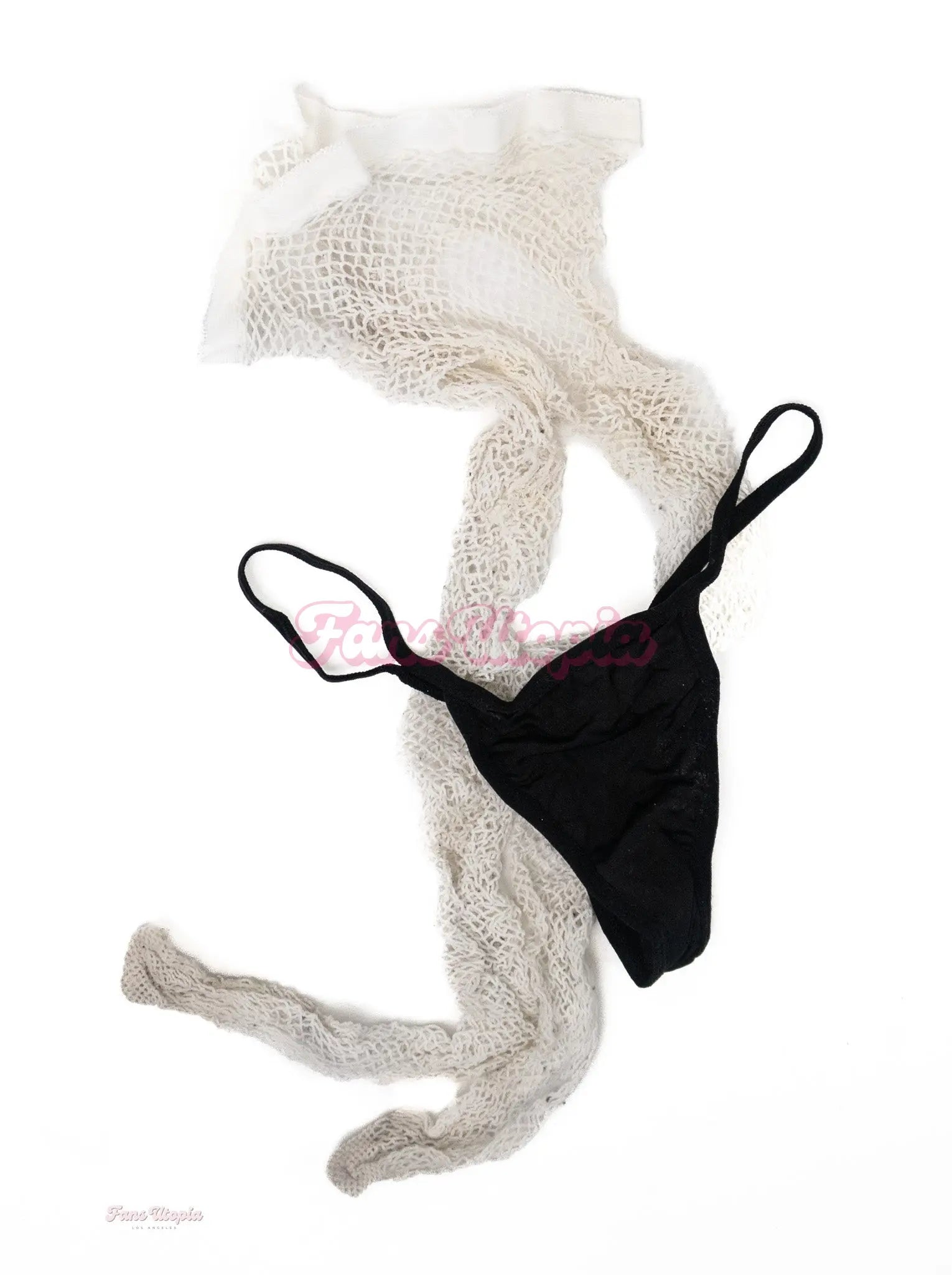 Charlotte Sins Black Thong + White Fishnet Stockings Charlotte Sins