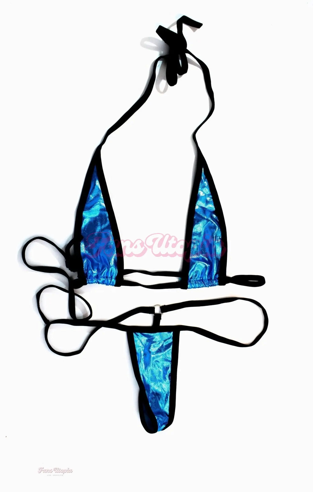 Charlotte Sins Blue Black Metallic String Bikini + Polaroid Charlotte Sins