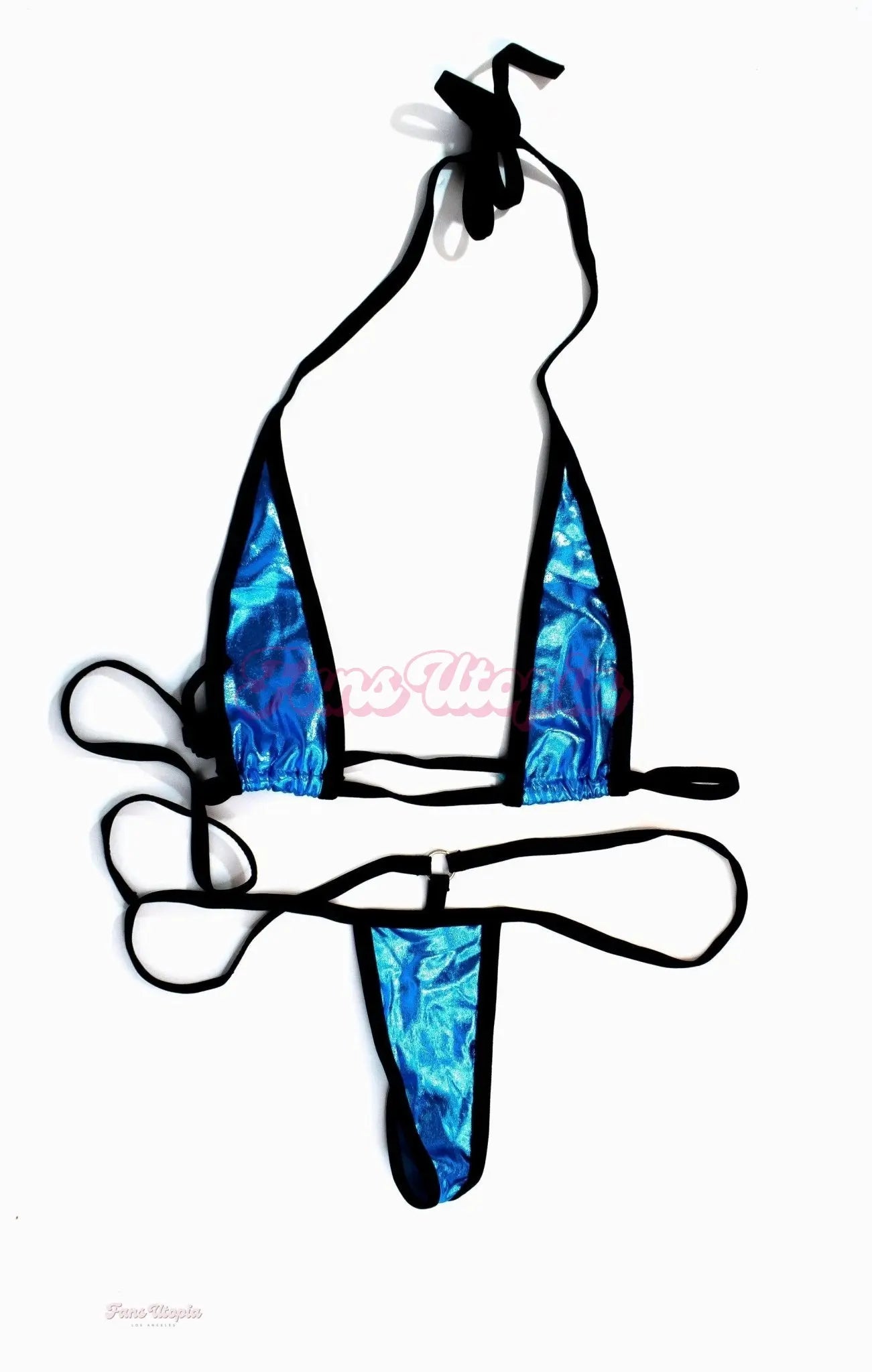 Charlotte Sins Blue Black Metallic String Bikini + Polaroid Charlotte Sins