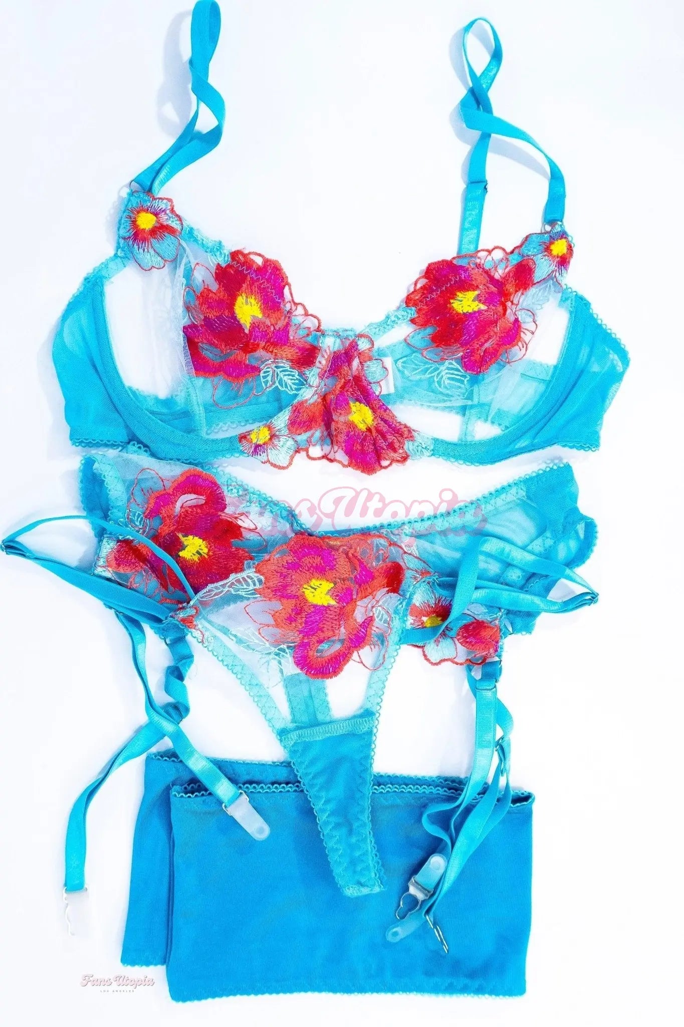 Charlotte Sins Blue Floral Lingerie Set + Polaroid Charlotte Sins