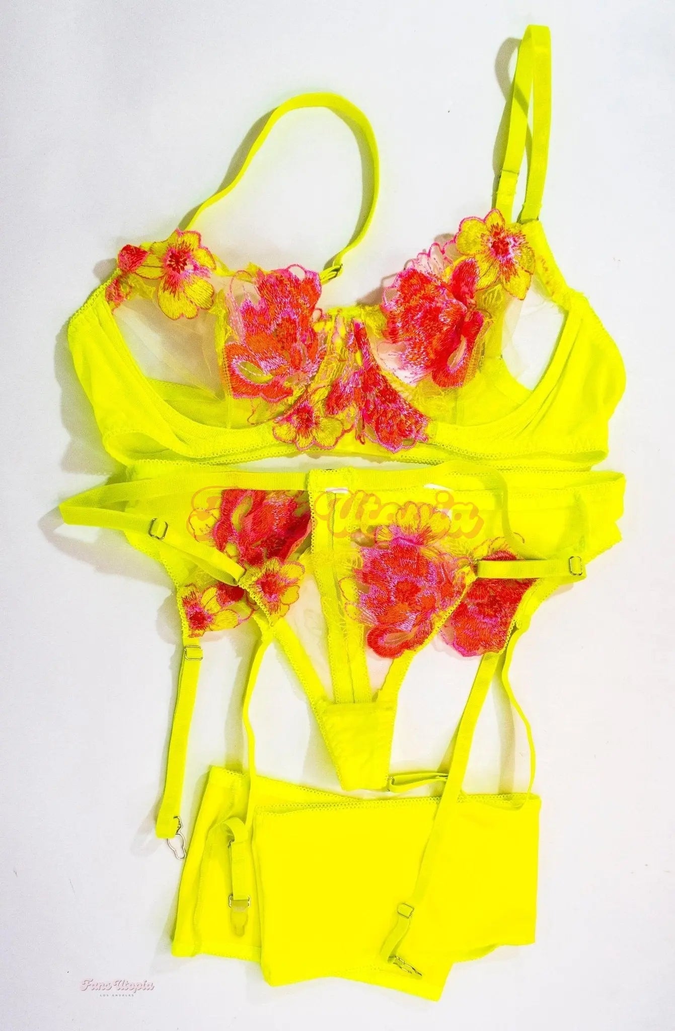 Charlotte Sins Yellow Floral Lingerie Set + Polaroid Charlotte Sins
