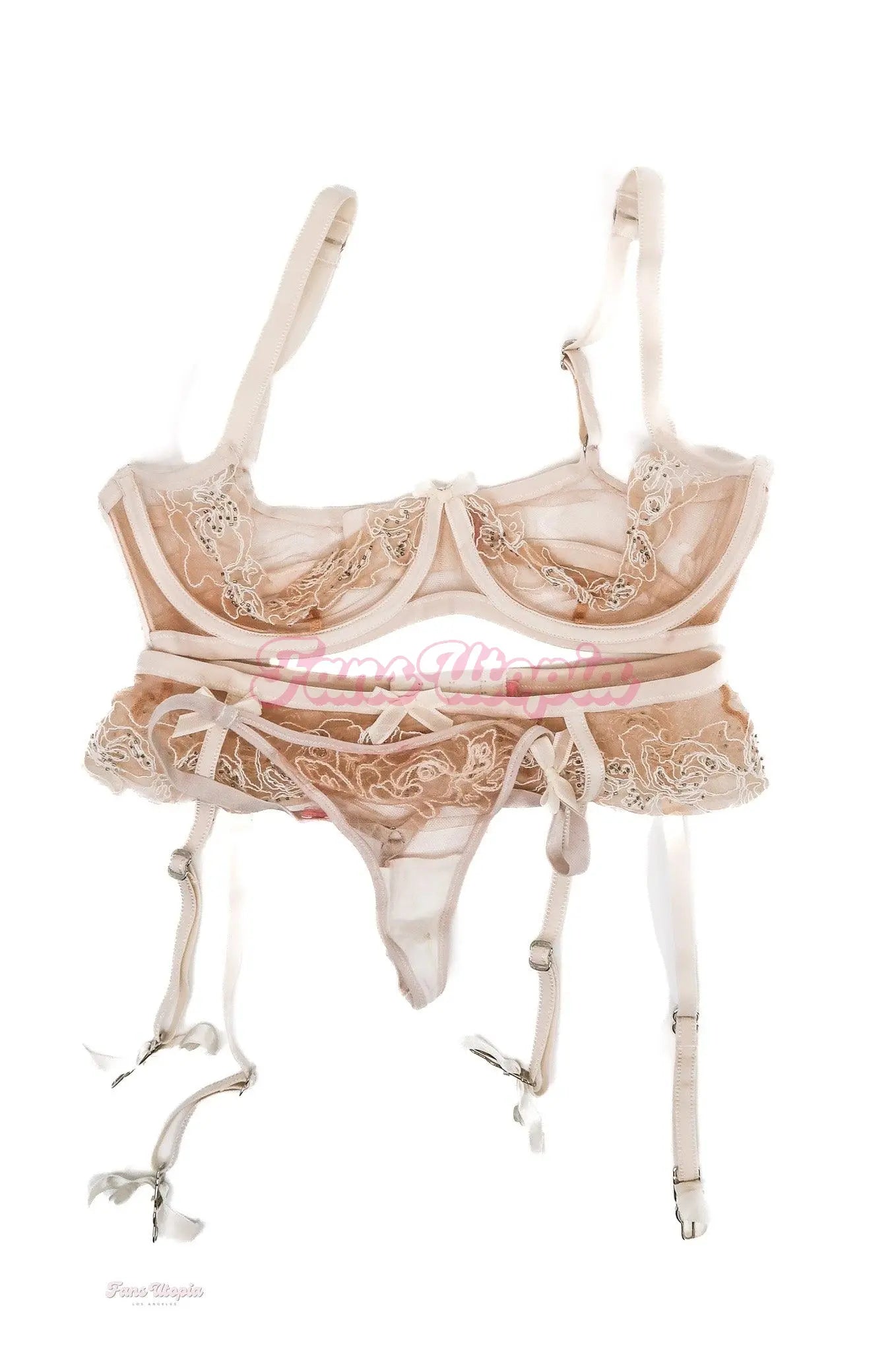 Cherie DeVille Cream AP Bra & Pany Set + Signed Polaroid Cherie DeVille