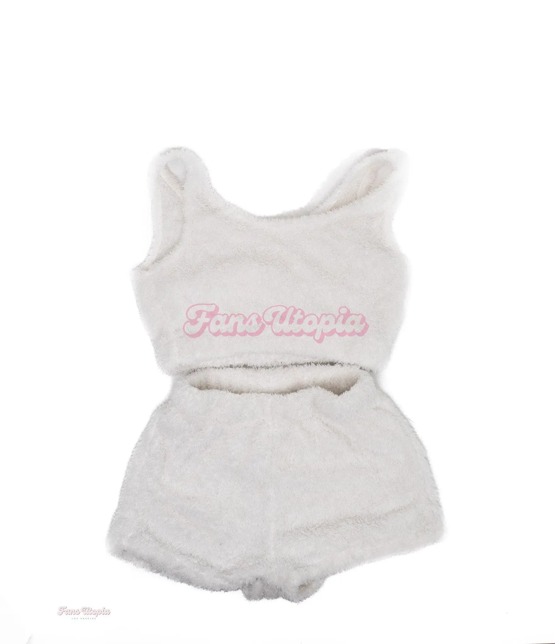 Cherie DeVille White Fuzzy Top & Shorts + Signed Polaroid Cherie DeVille
