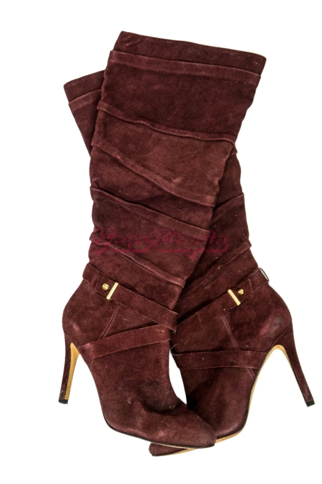 Chloe Amour Red Suede Heeled Boots Chloe Amour