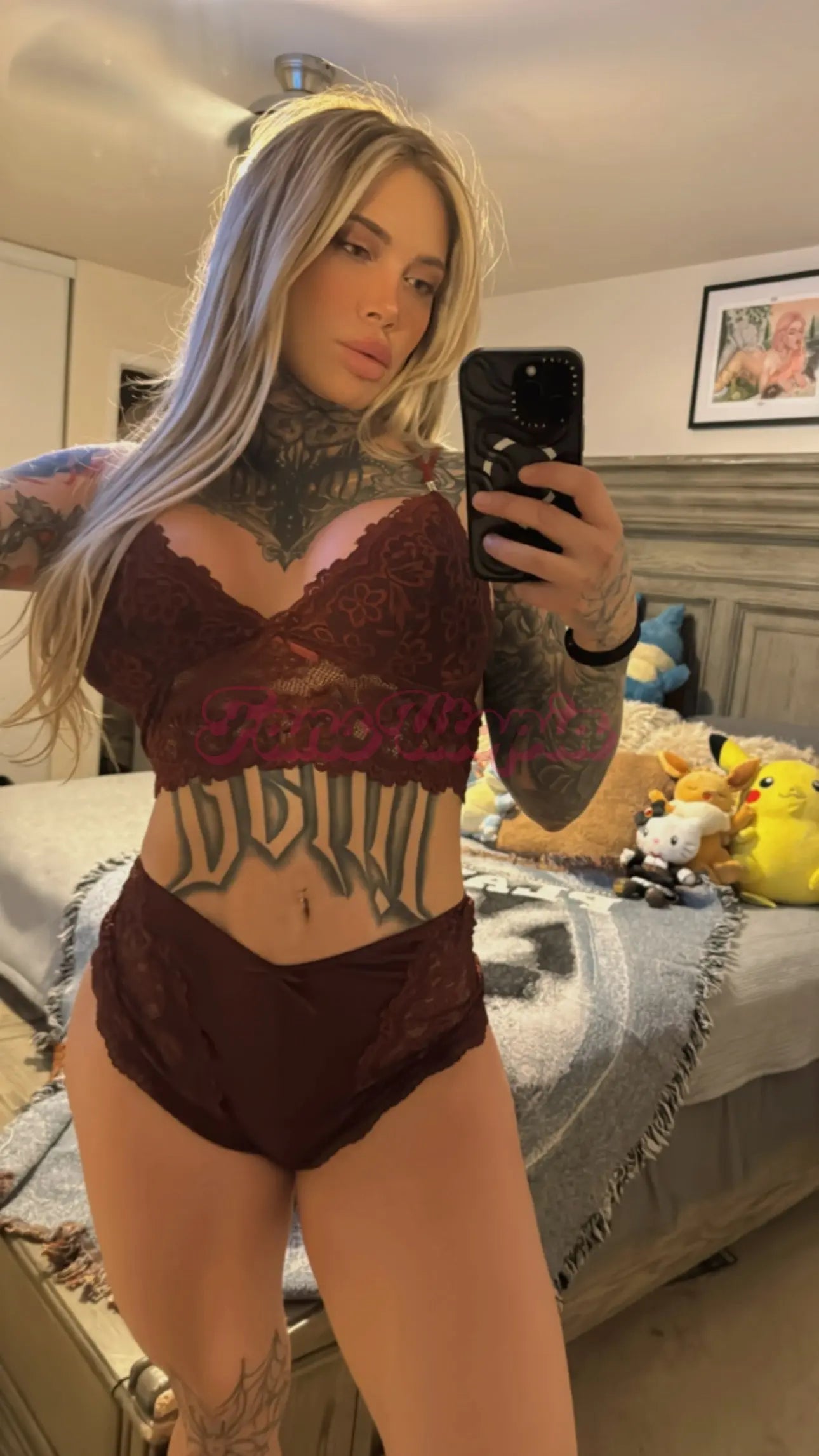 Christina Savoy Maroon Lace Top & Shorts Set Christina Savoy