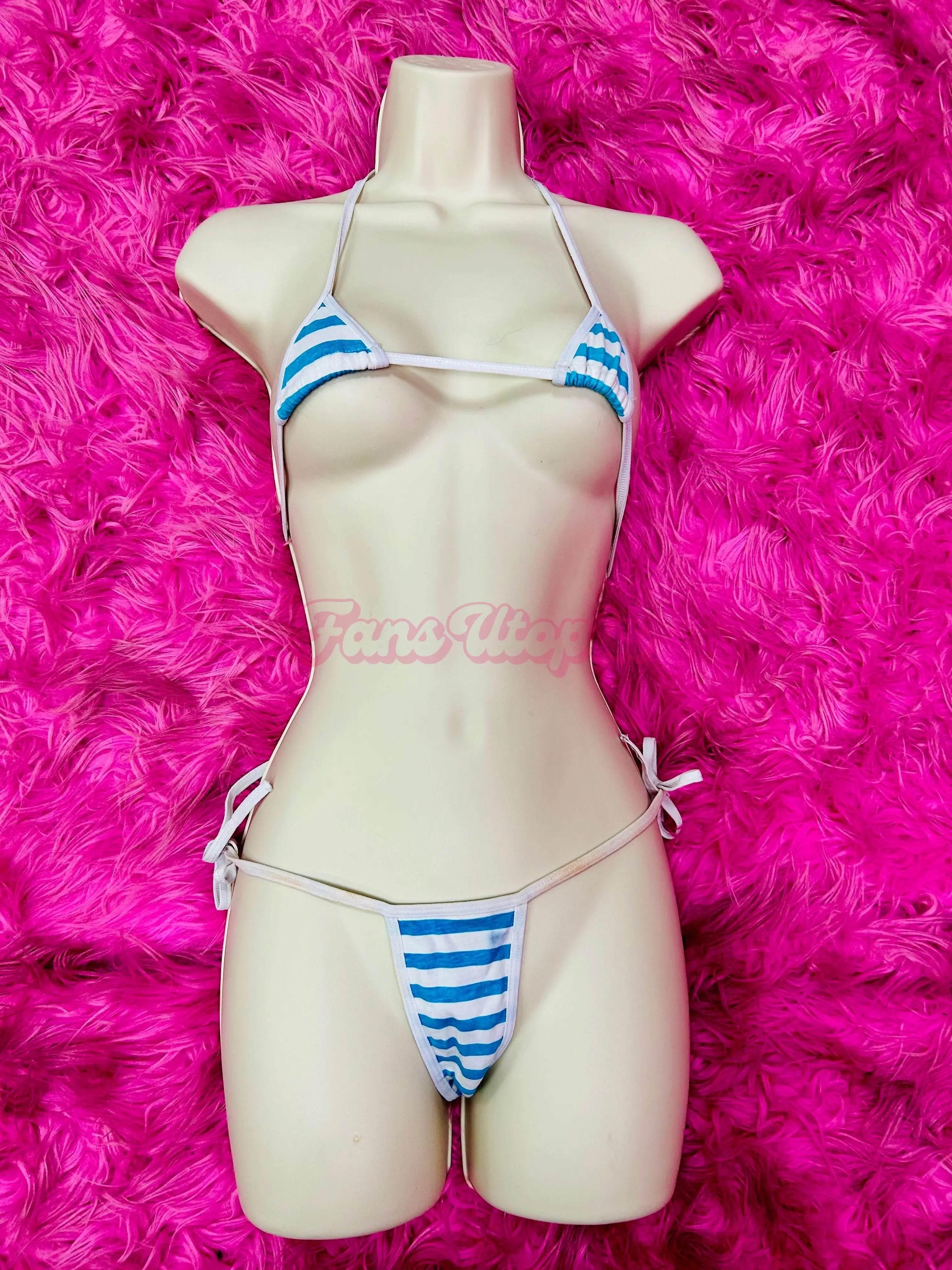 Christina Savoy Striped Blue Bikini Set Christina Savoy