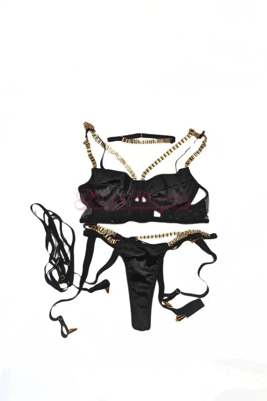 Dan Dangler Black & Gold Lingerie + Choker Set Dan Dangler
