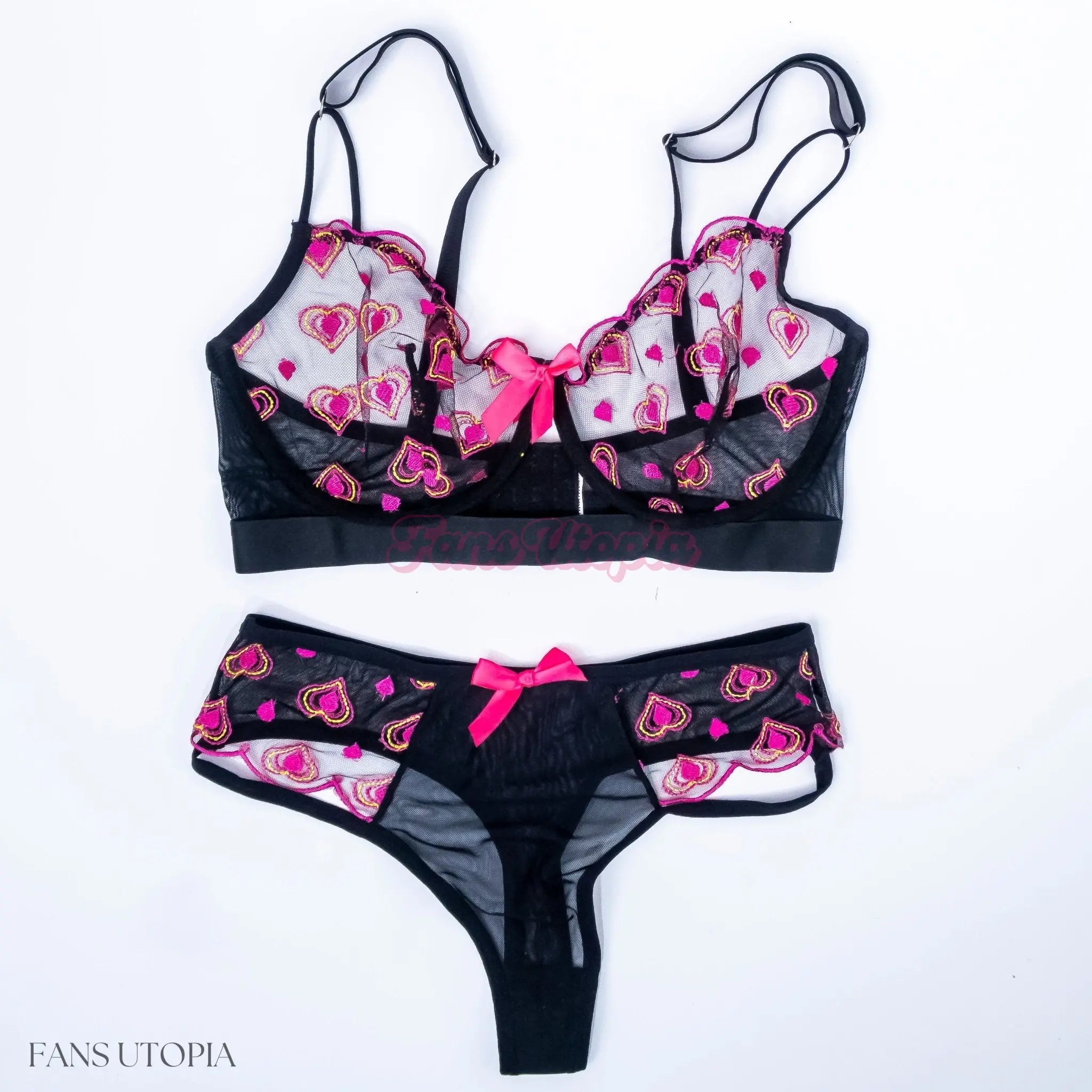Danni Jones Black Hearts Bra & Panties Set + Signed Polaroid Danni Jones