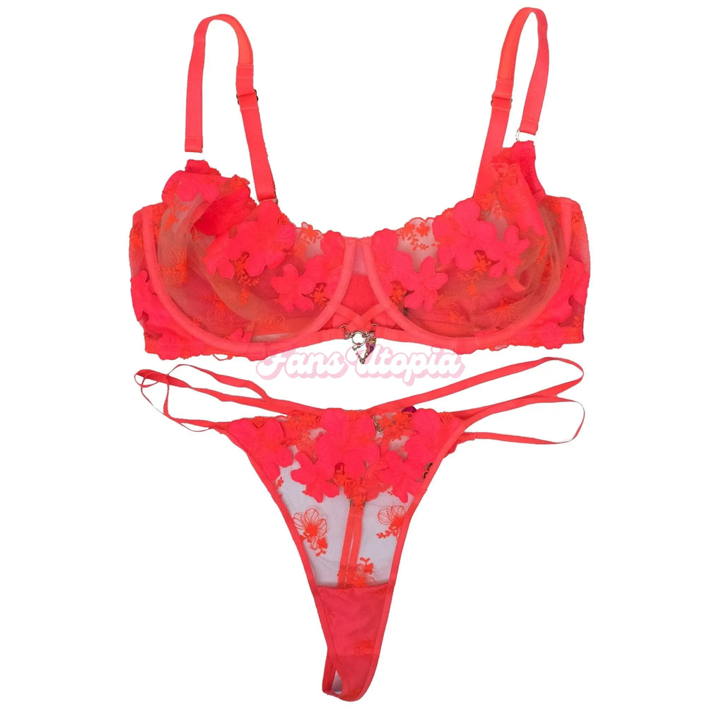 Danni Jones Hot Pink HB Bra & Panties Set + Signed Polaroid Danni Jones