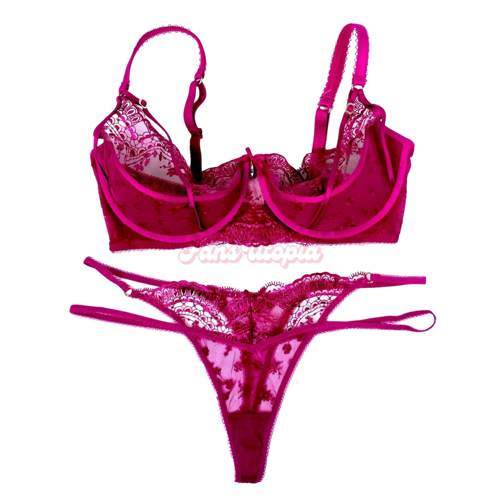 Danni Jones Maroon HB Bra & Panties Set + Signed Polaroid Danni Jones