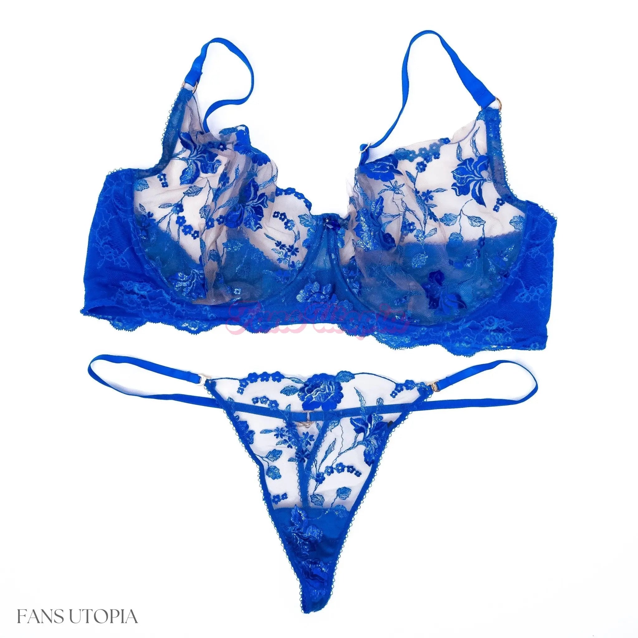 Danni Jones Royal Blue HB Bra & Panties Set + Signed Polaroid Danni Jones