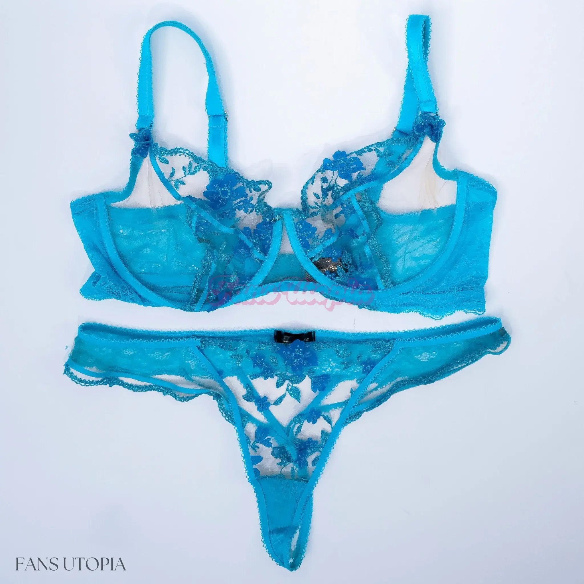 Danni Jones Teal HB Bra & Panties Set + Signed Polaroid Danni Jones