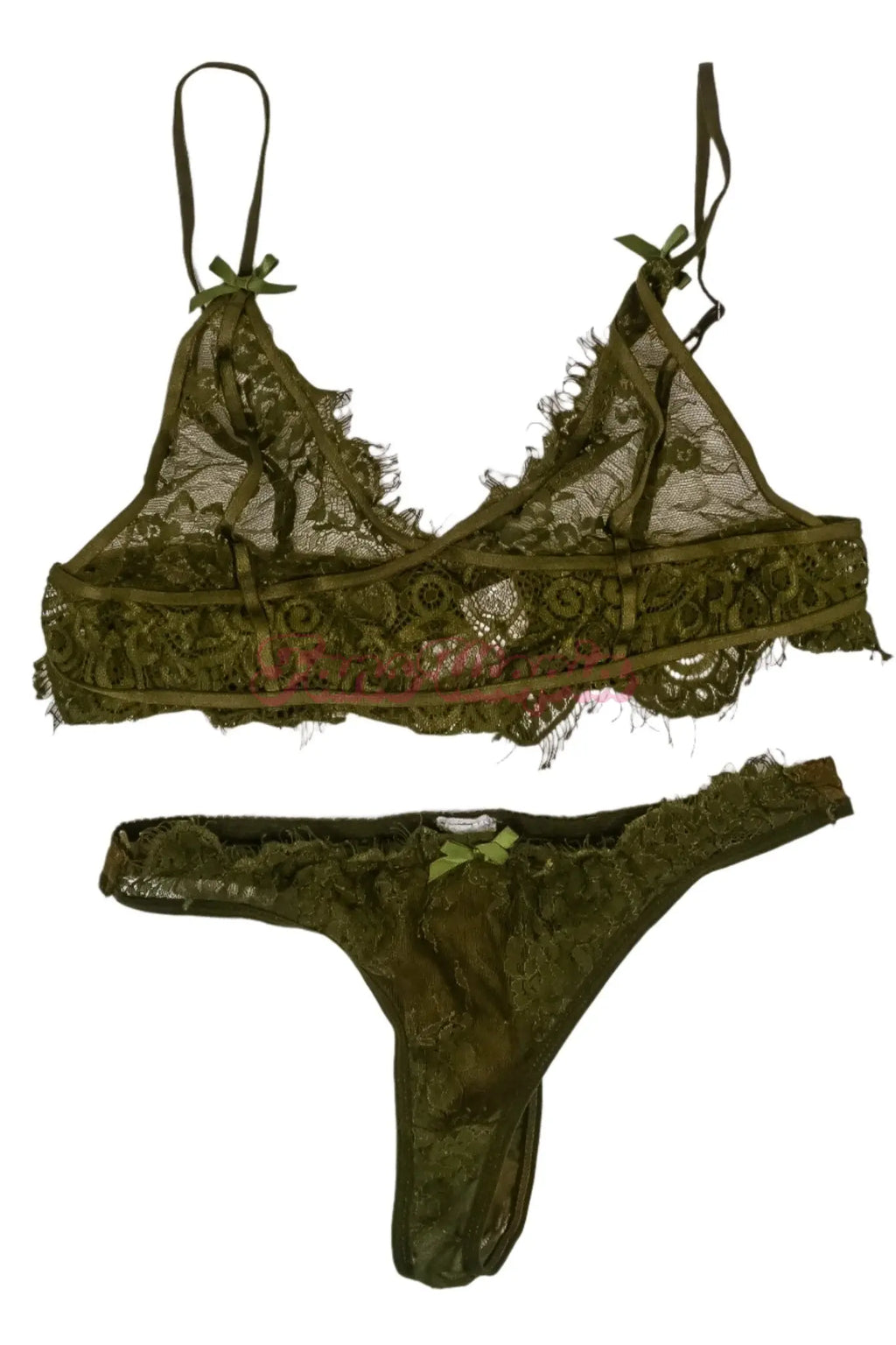 Elana Bunnz Army Green Lace Bra & Panties Set Elana Bunnz