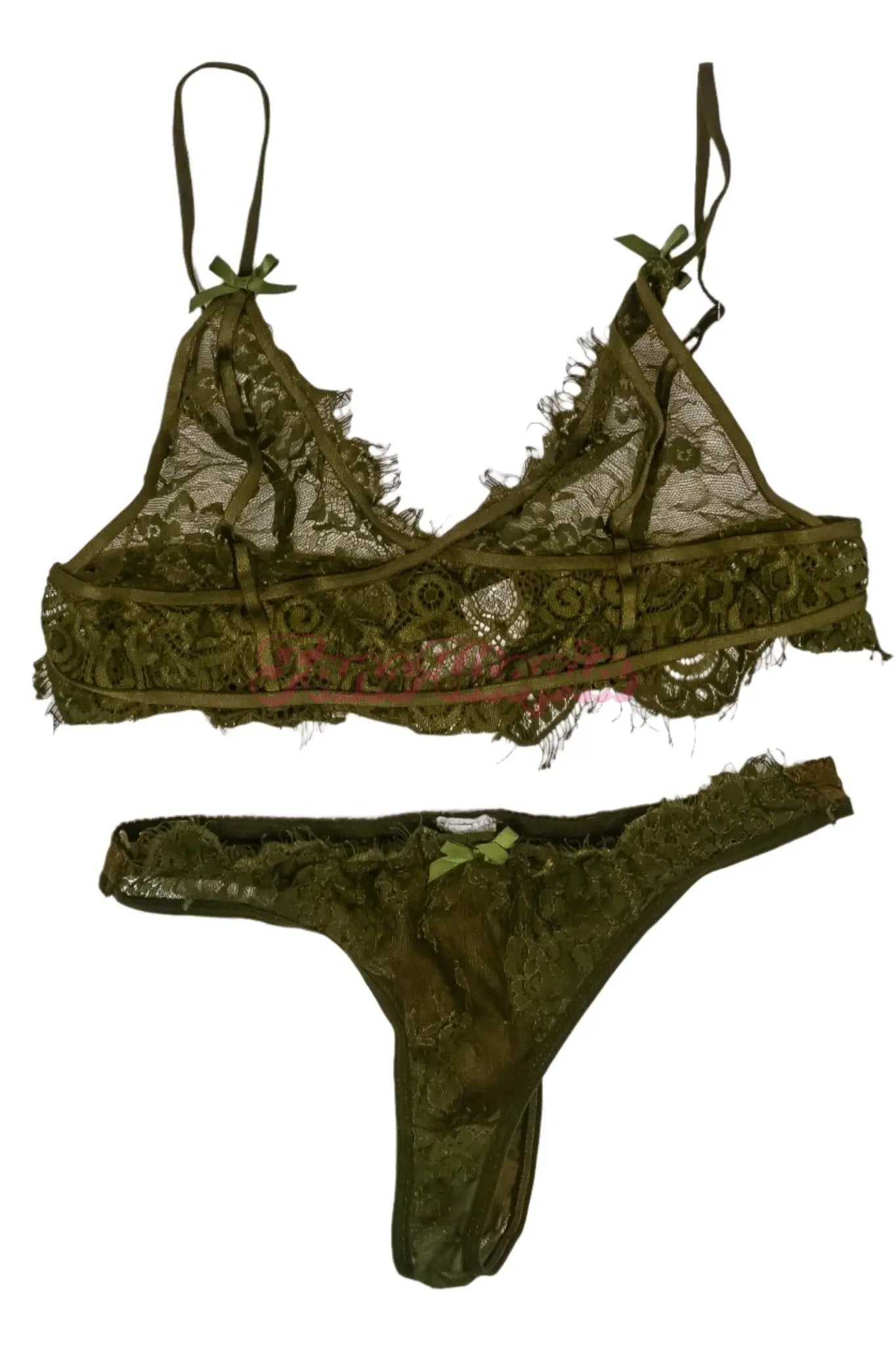 Elana Bunnz Army Green Lace Bra & Panties Set Elana Bunnz