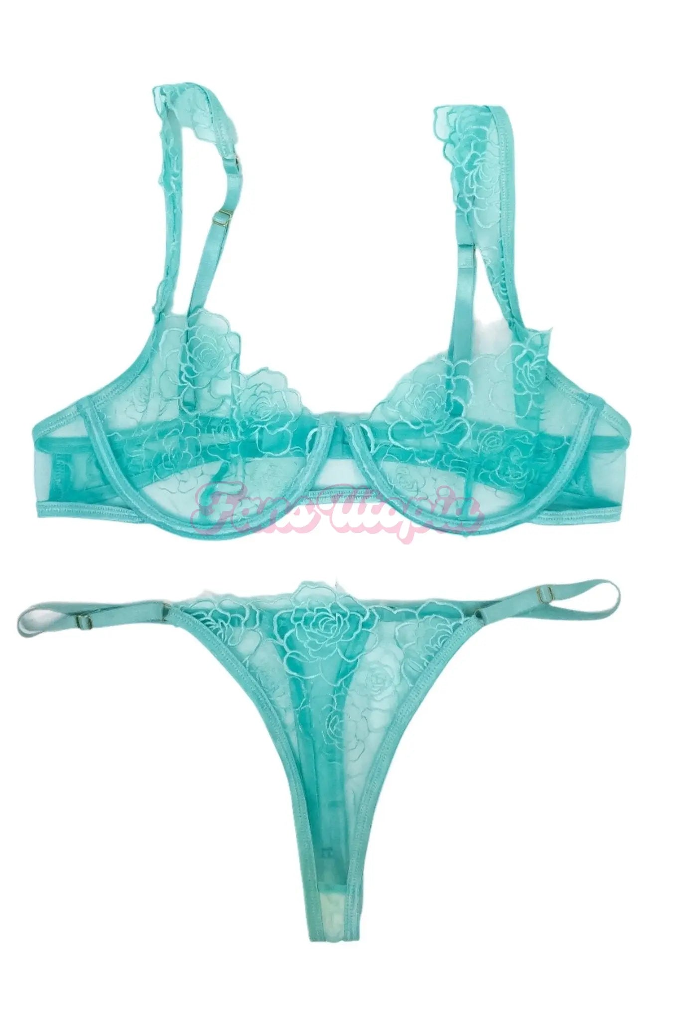 Elana Bunnz Blue Lace Bra & Panties Set Elana Bunnz