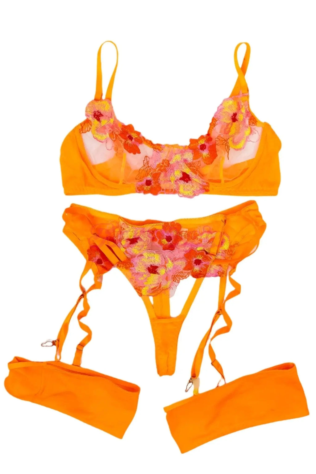 Elana Bunnz Orange Floral Lingerie Set Elana Bunnz