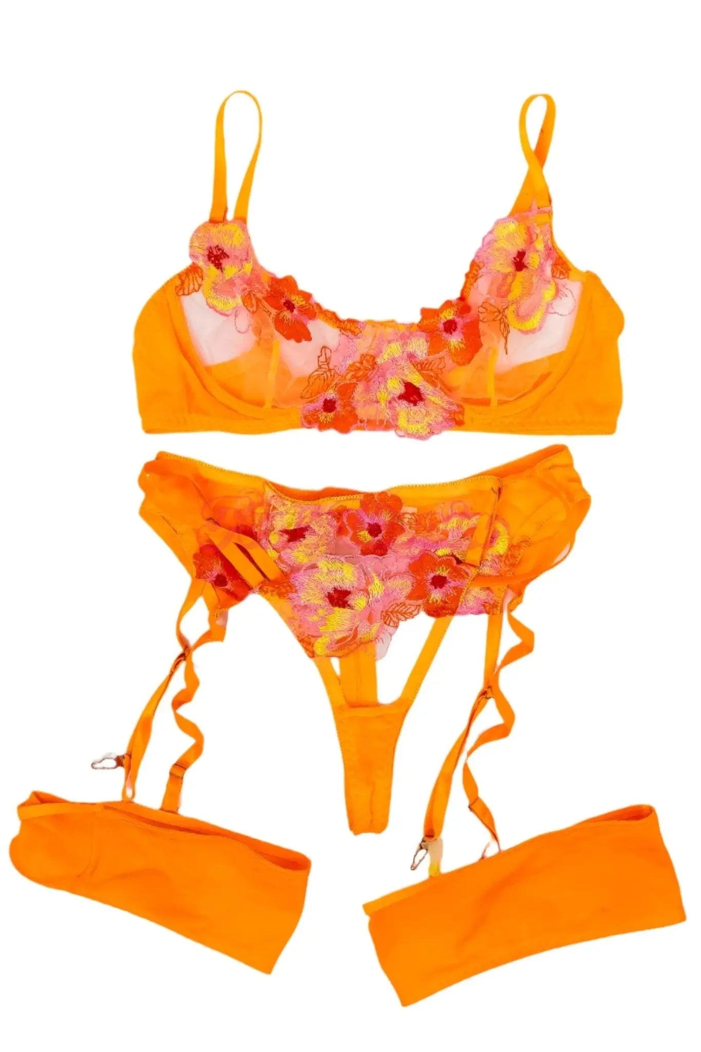 Elana Bunnz Orange Floral Lingerie Set Elana Bunnz